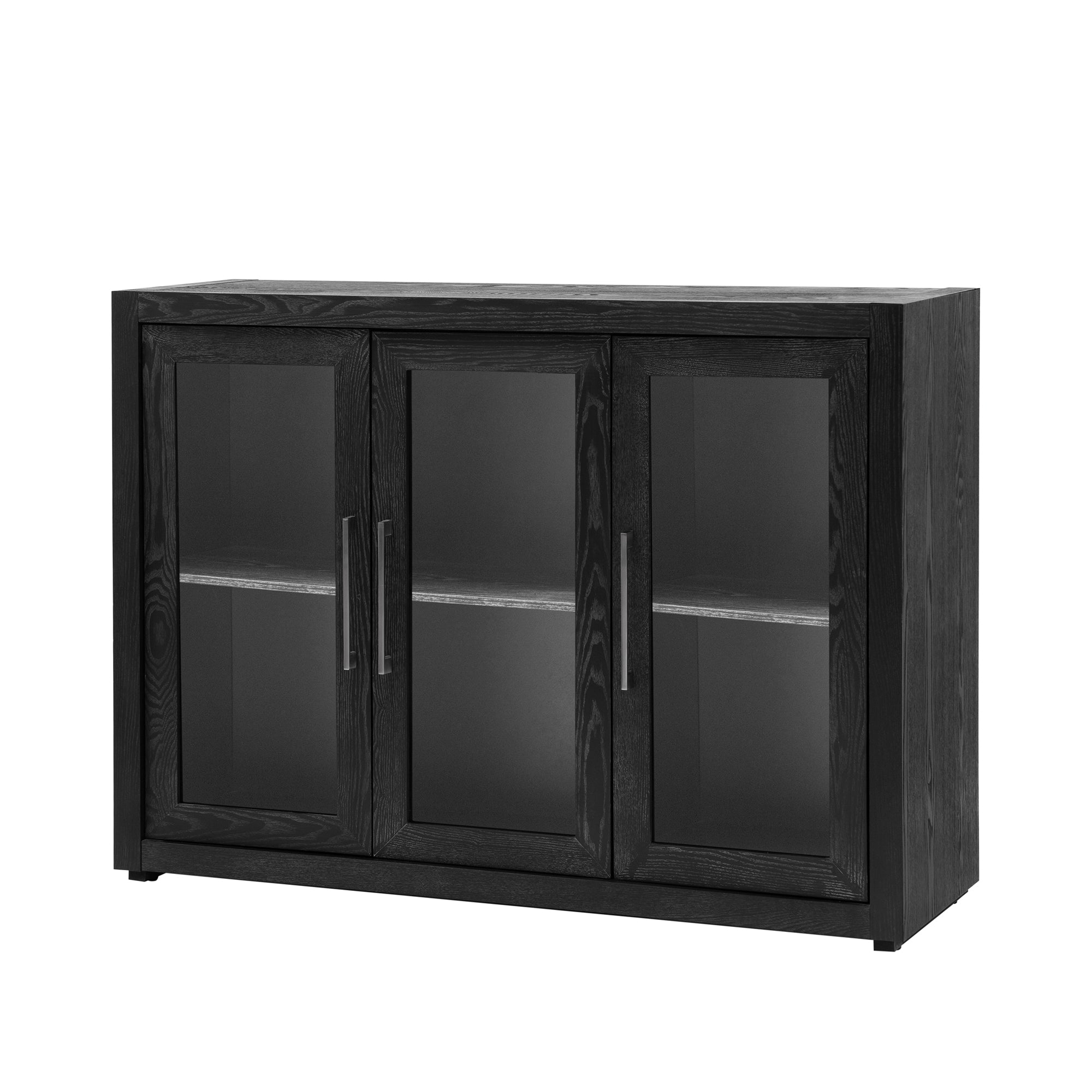 35" Tall MDF 3-door Accent Cabinet with Adjustable Shelf