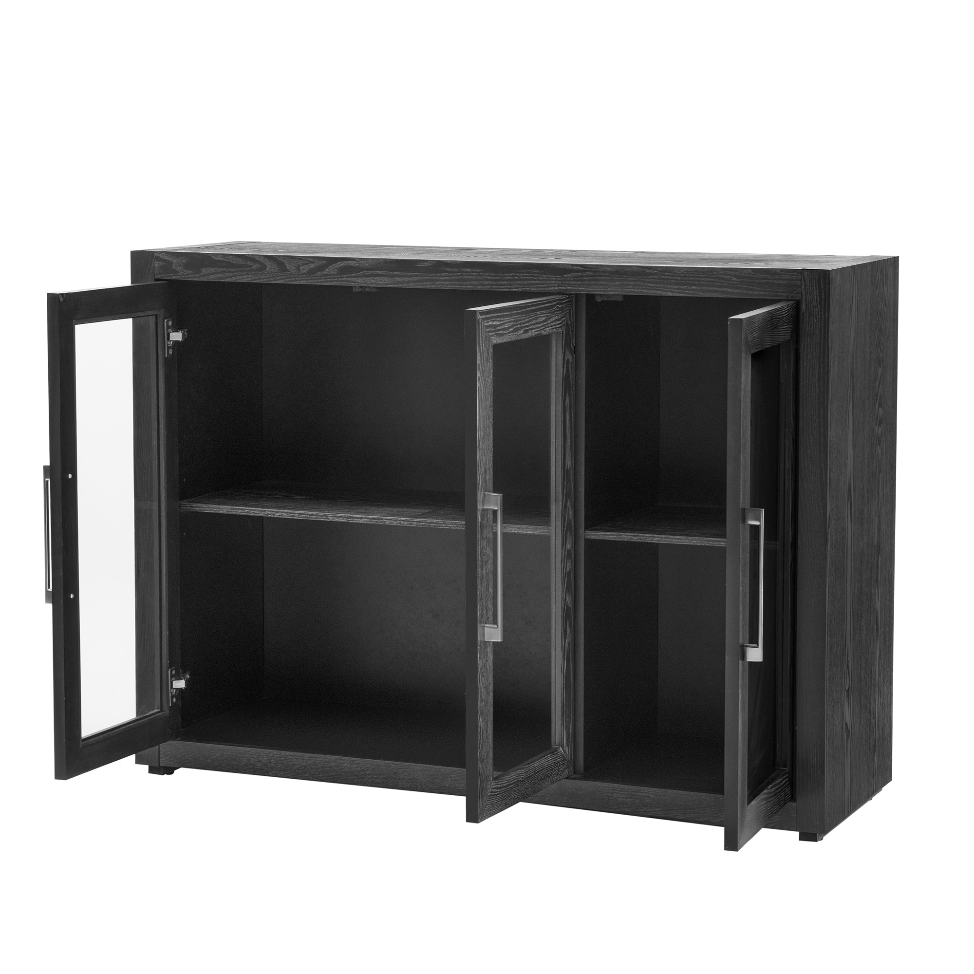 35" Tall MDF 3-door Accent Cabinet with Adjustable Shelf