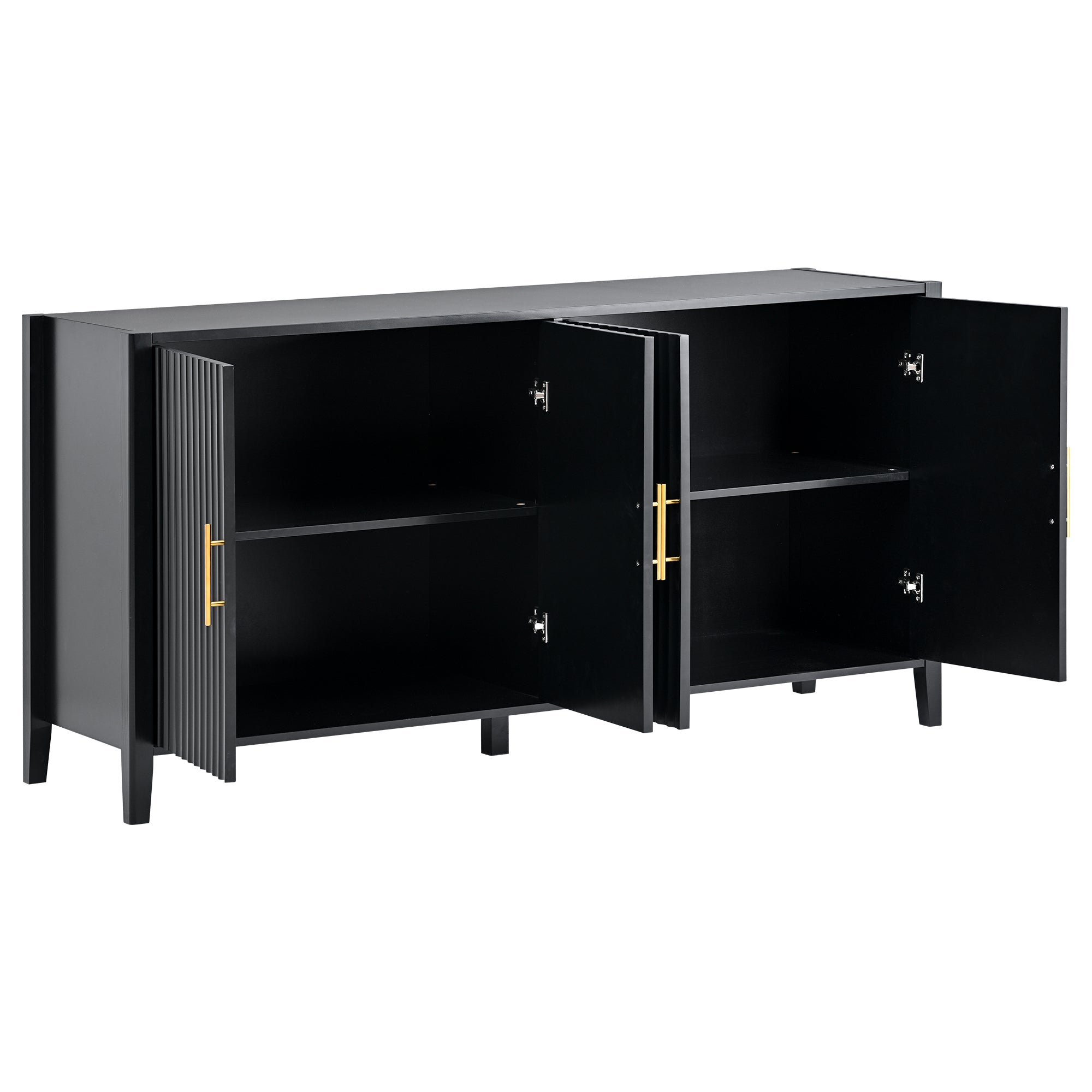 32" Tall Solid Wood and MDF 4-door Accent Cabinet with Metal Handles