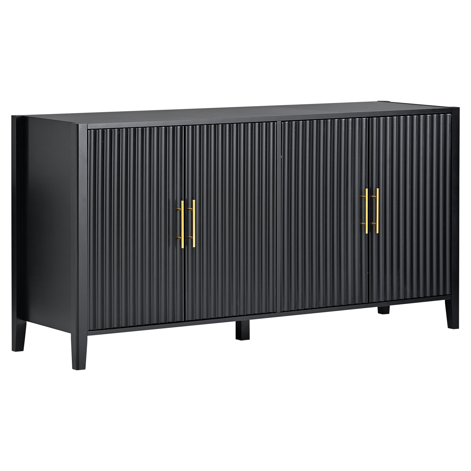32" Tall Solid Wood and MDF 4-door Accent Cabinet with Metal Handles