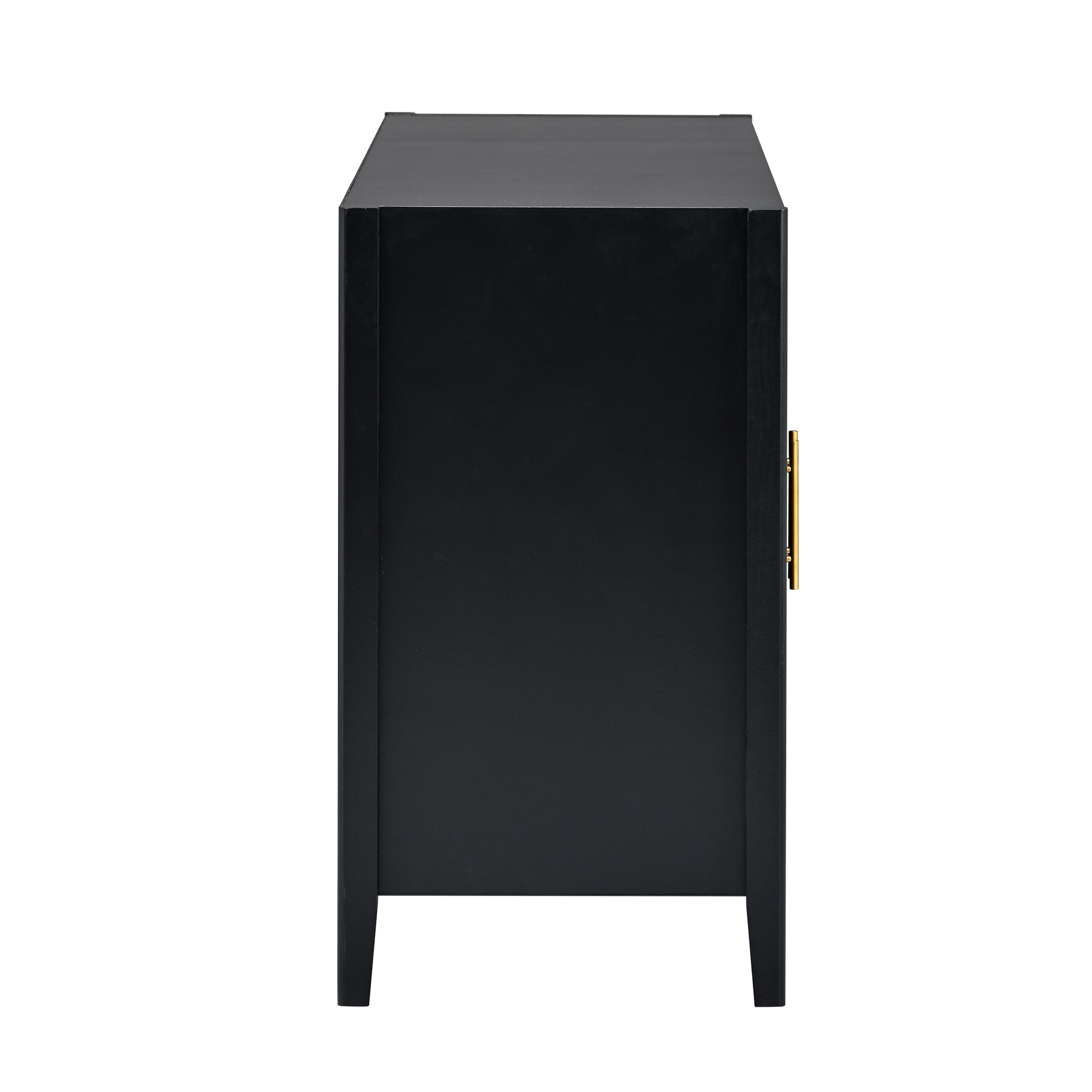 32" Tall Solid Wood and MDF 4-door Accent Cabinet with Metal Handles