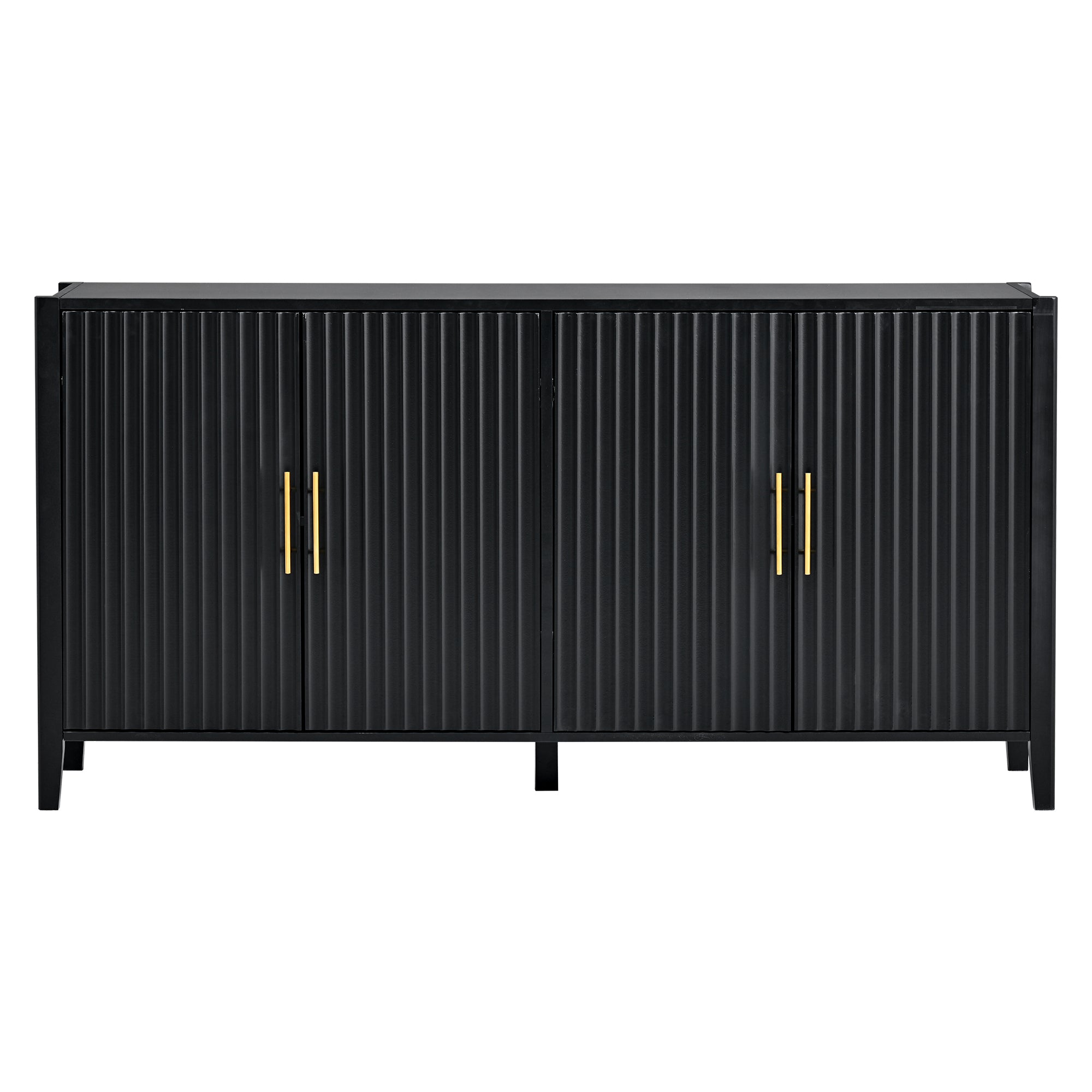 32" Tall Solid Wood and MDF 4-door Accent Cabinet with Metal Handles