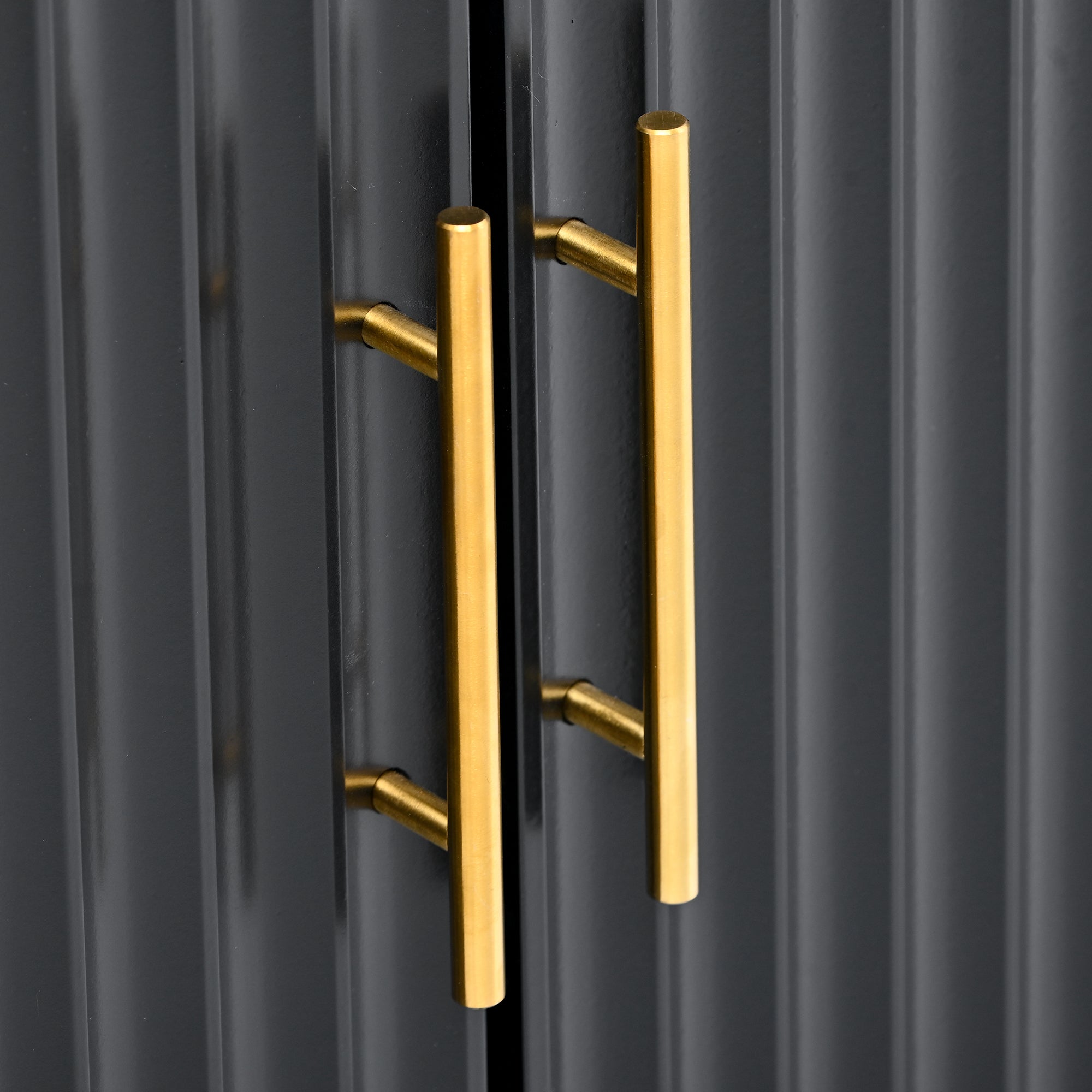 32" Tall Solid Wood and MDF 4-door Accent Cabinet with Metal Handles