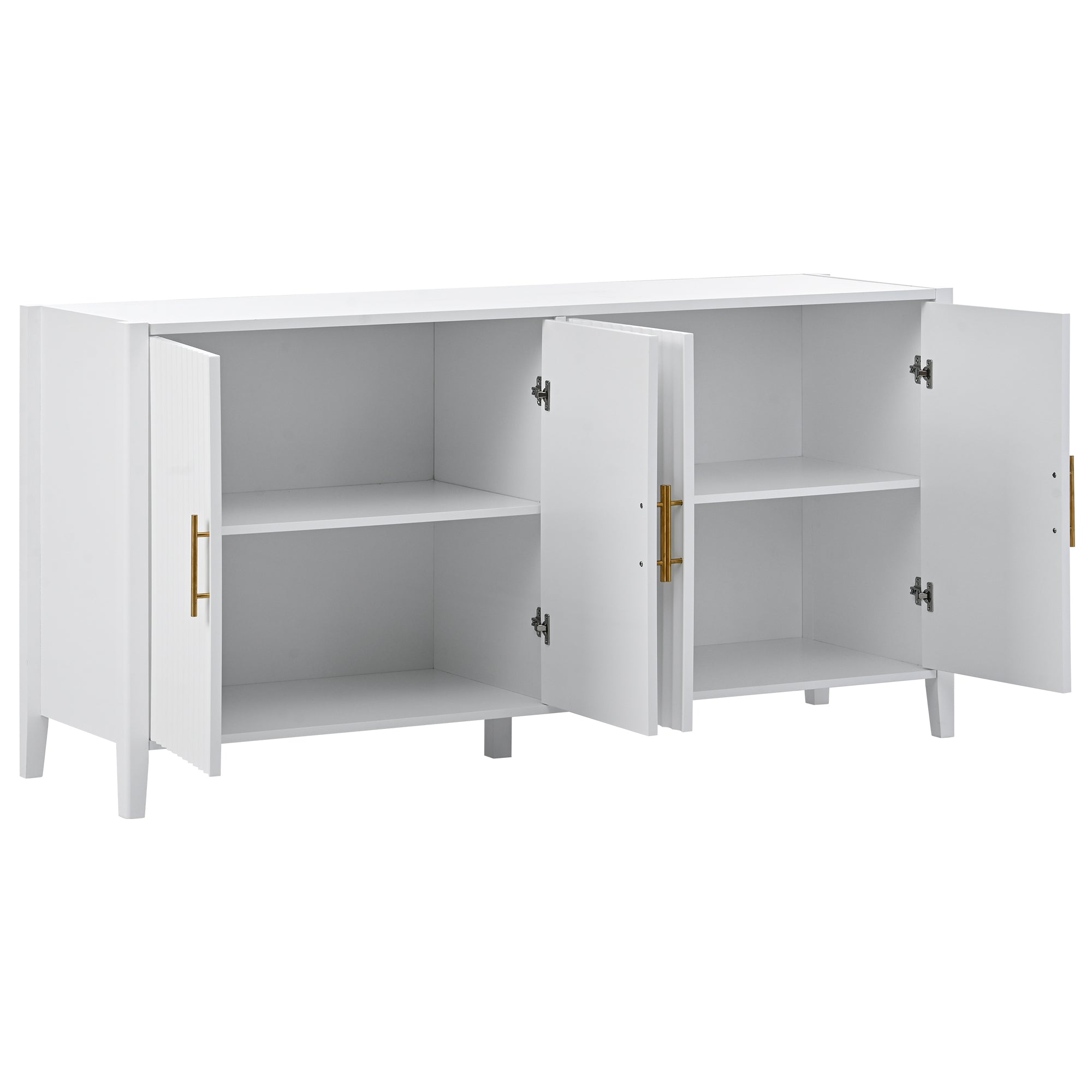 32" Tall Solid Wood and MDF 4-door Accent Cabinet with Metal Handles
