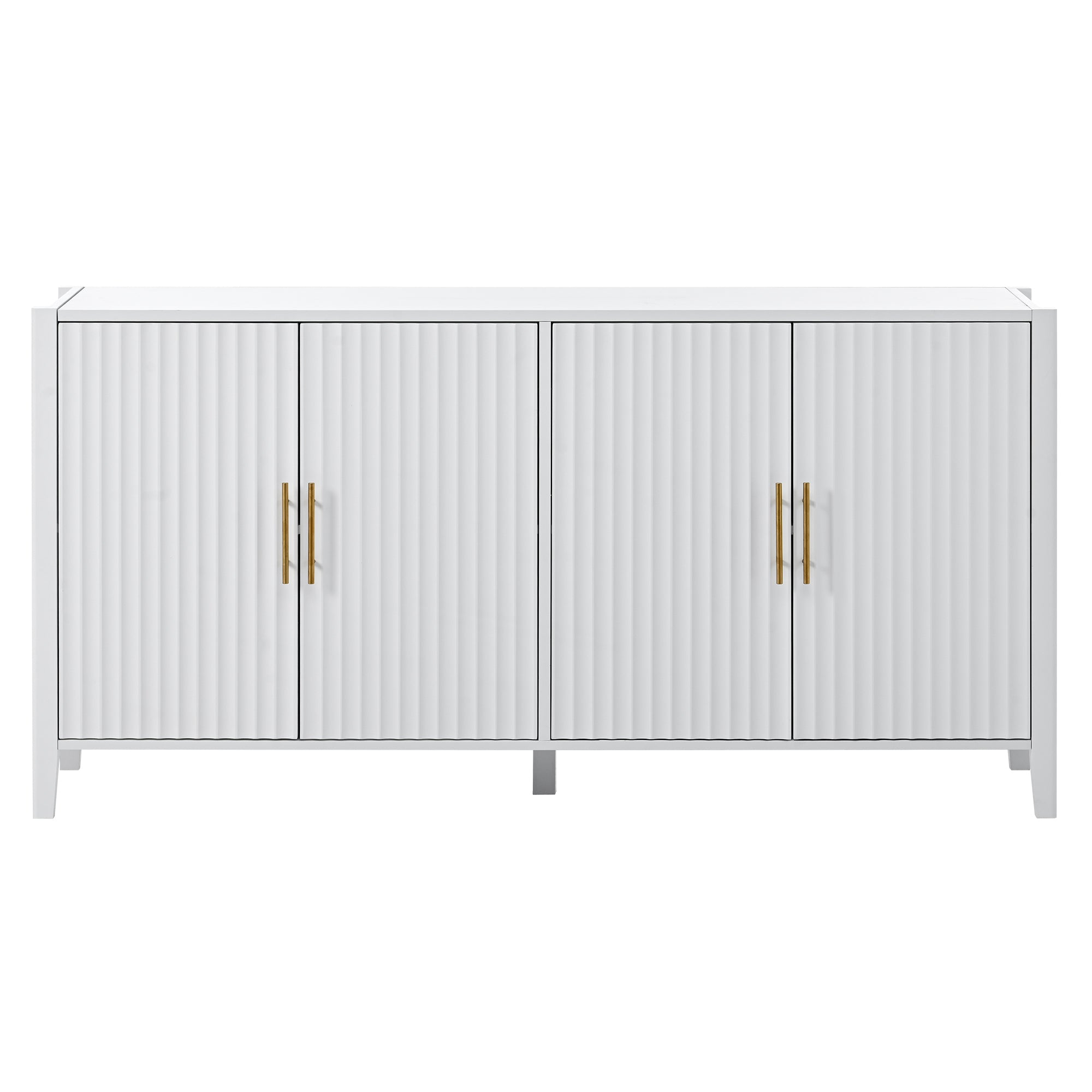 32" Tall Solid Wood and MDF 4-door Accent Cabinet with Metal Handles