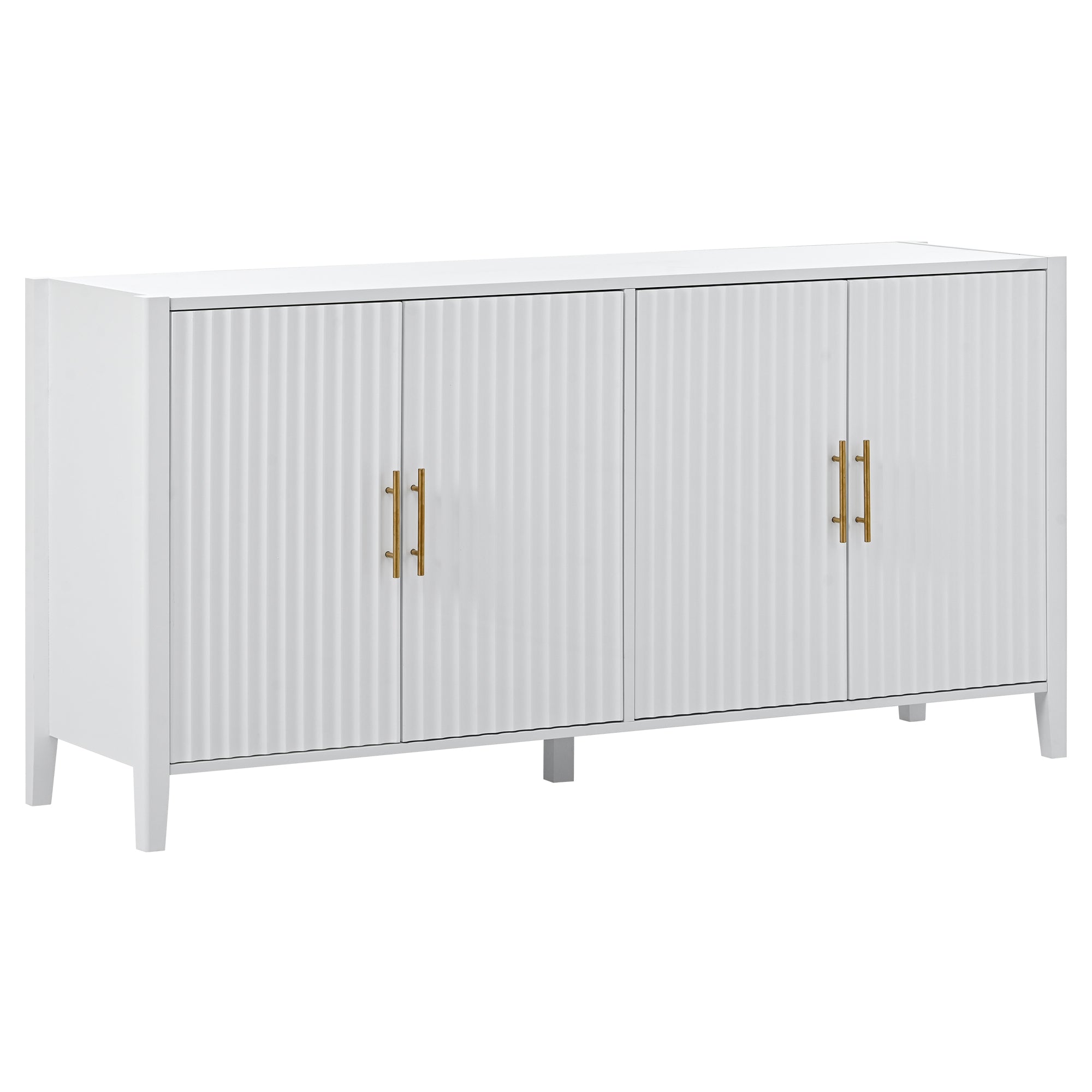 32" Tall Solid Wood and MDF 4-door Accent Cabinet with Metal Handles