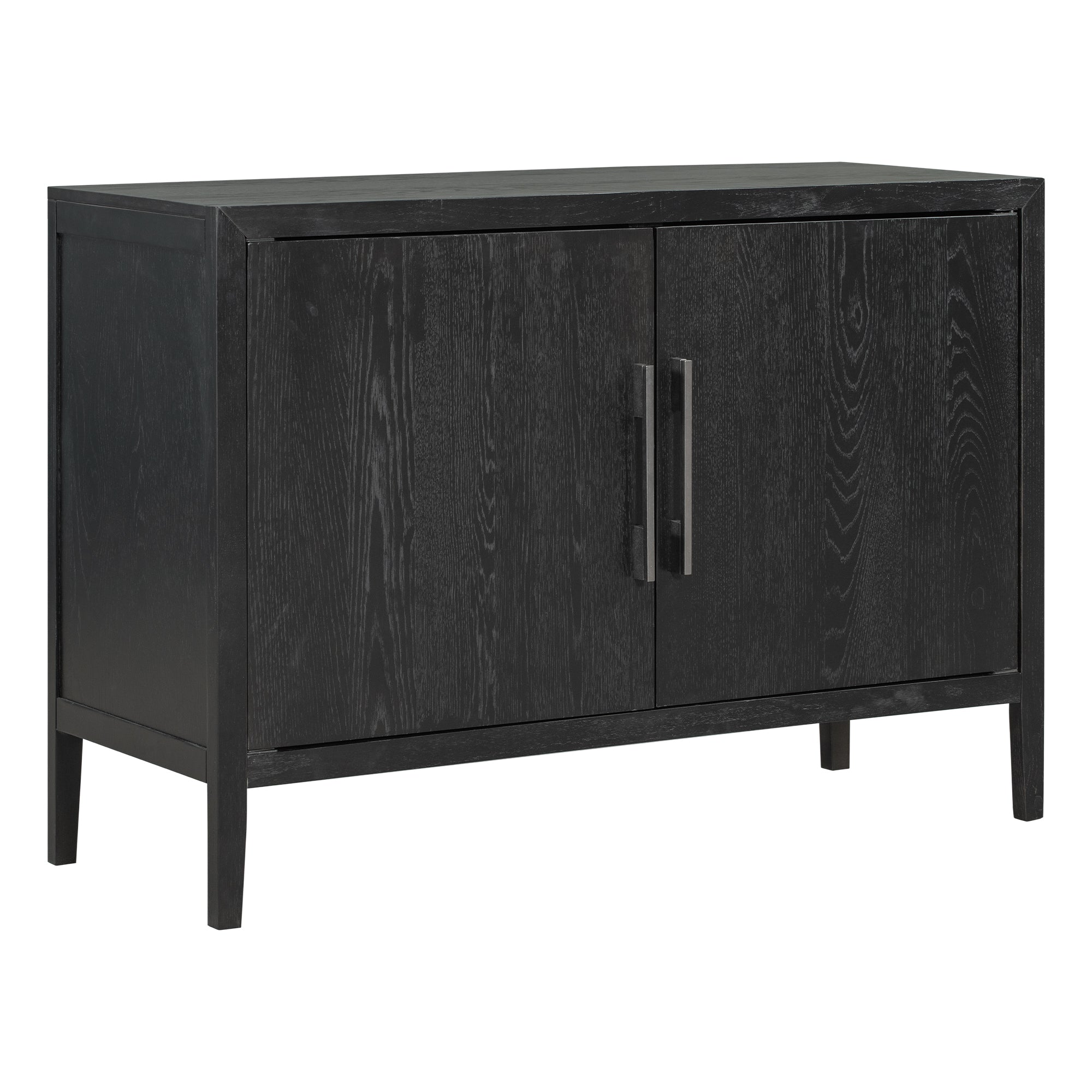 34" Tall MDF 2-Door Accent Cabinet with 2 Metal Handles