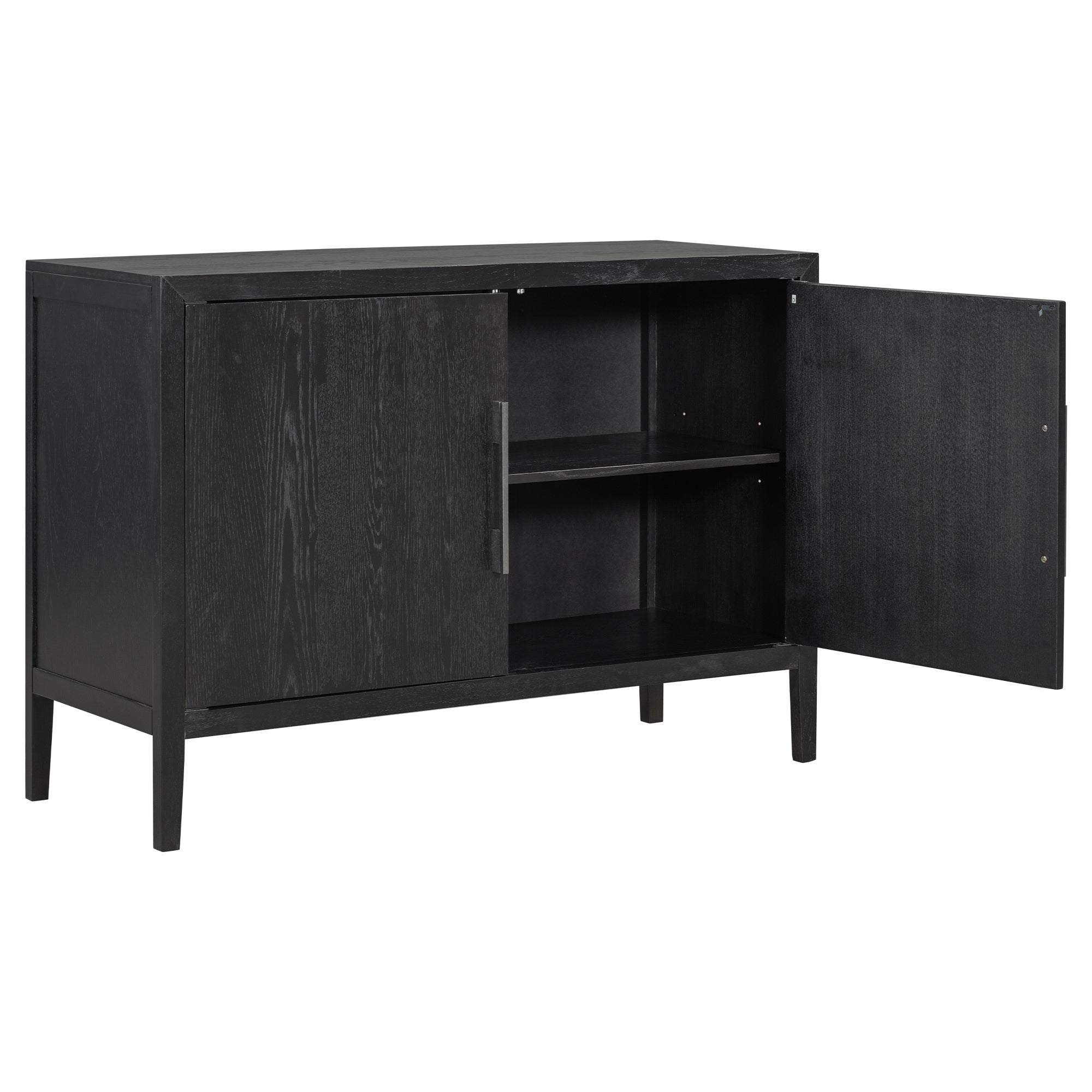 34" Tall MDF 2-Door Accent Cabinet with 2 Metal Handles