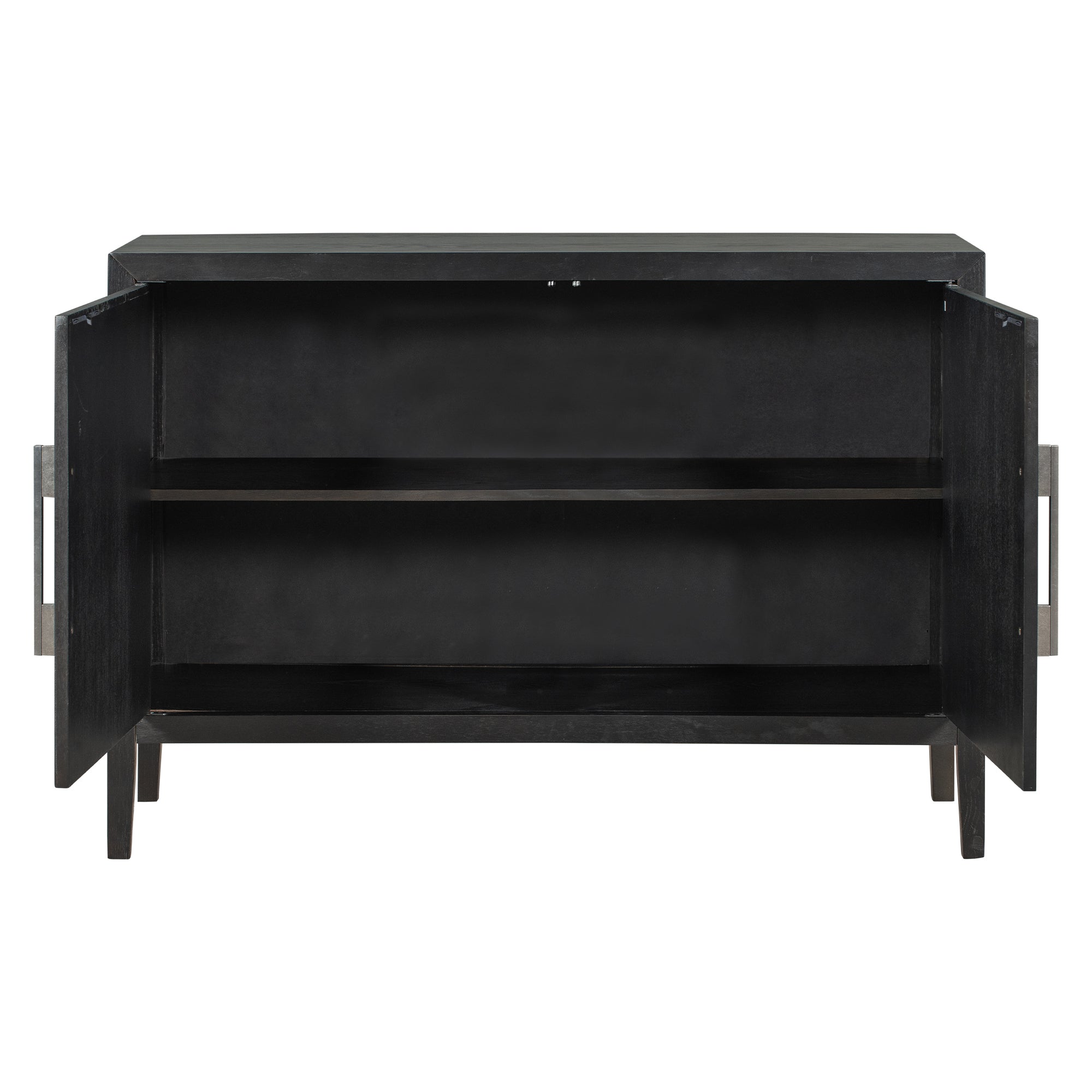 34" Tall MDF 2-Door Accent Cabinet with 2 Metal Handles