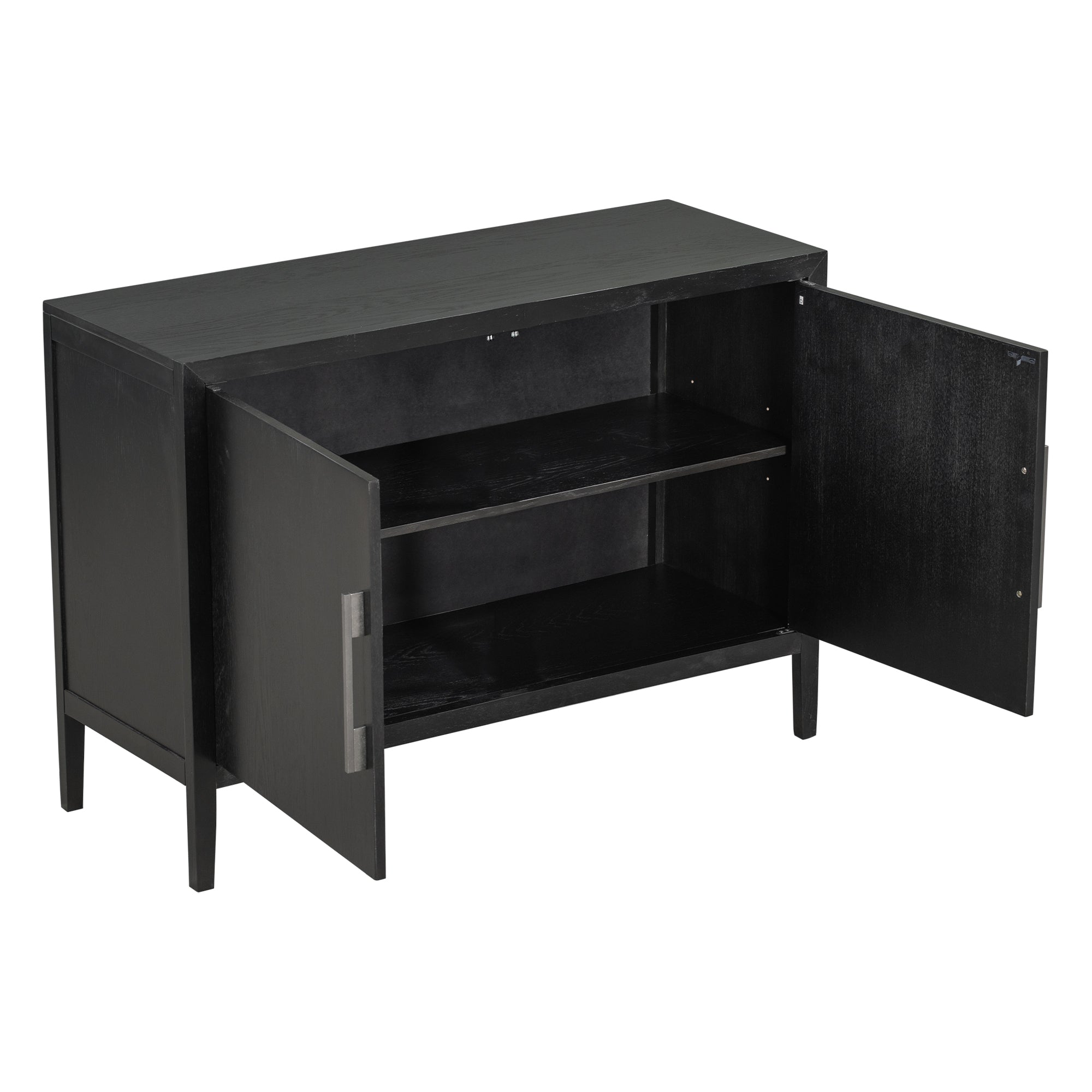 34" Tall MDF 2-Door Accent Cabinet with 2 Metal Handles