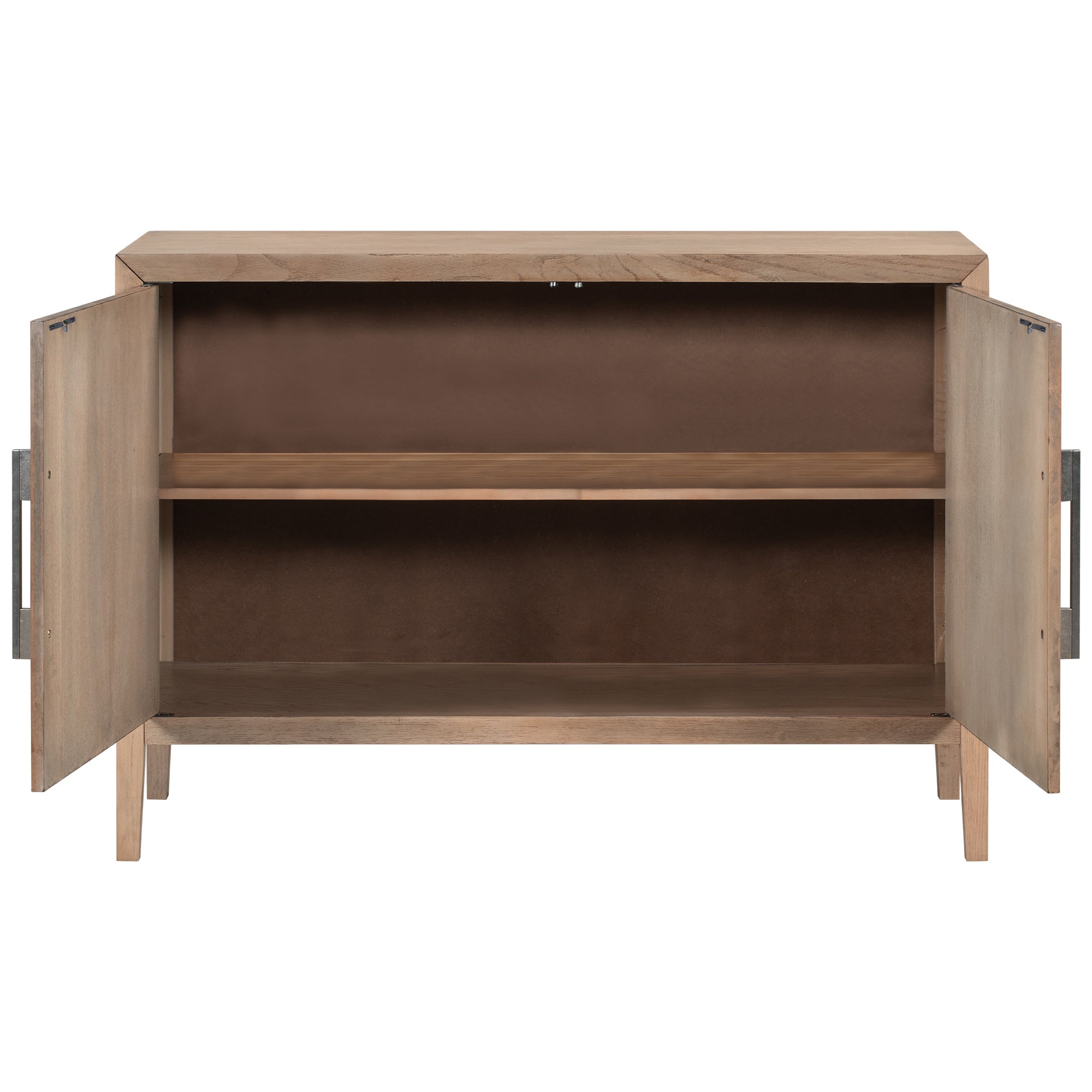 34" Tall MDF 2-Door Accent Cabinet with 2 Metal Handles