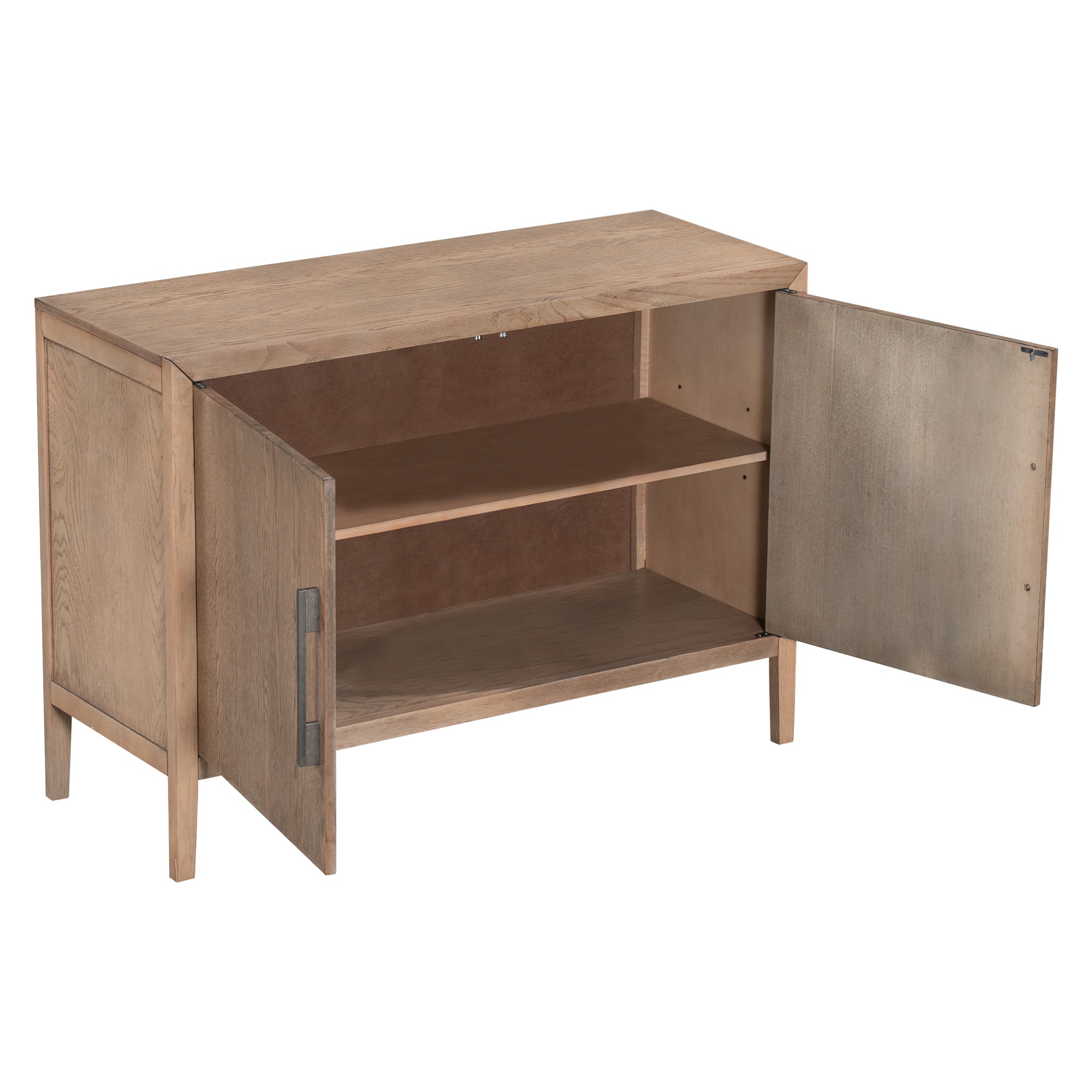 34" Tall MDF 2-Door Accent Cabinet with 2 Metal Handles