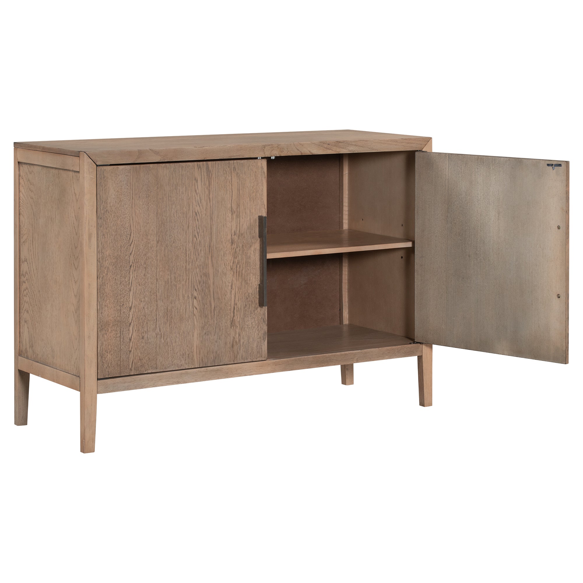 34" Tall MDF 2-Door Accent Cabinet with 2 Metal Handles