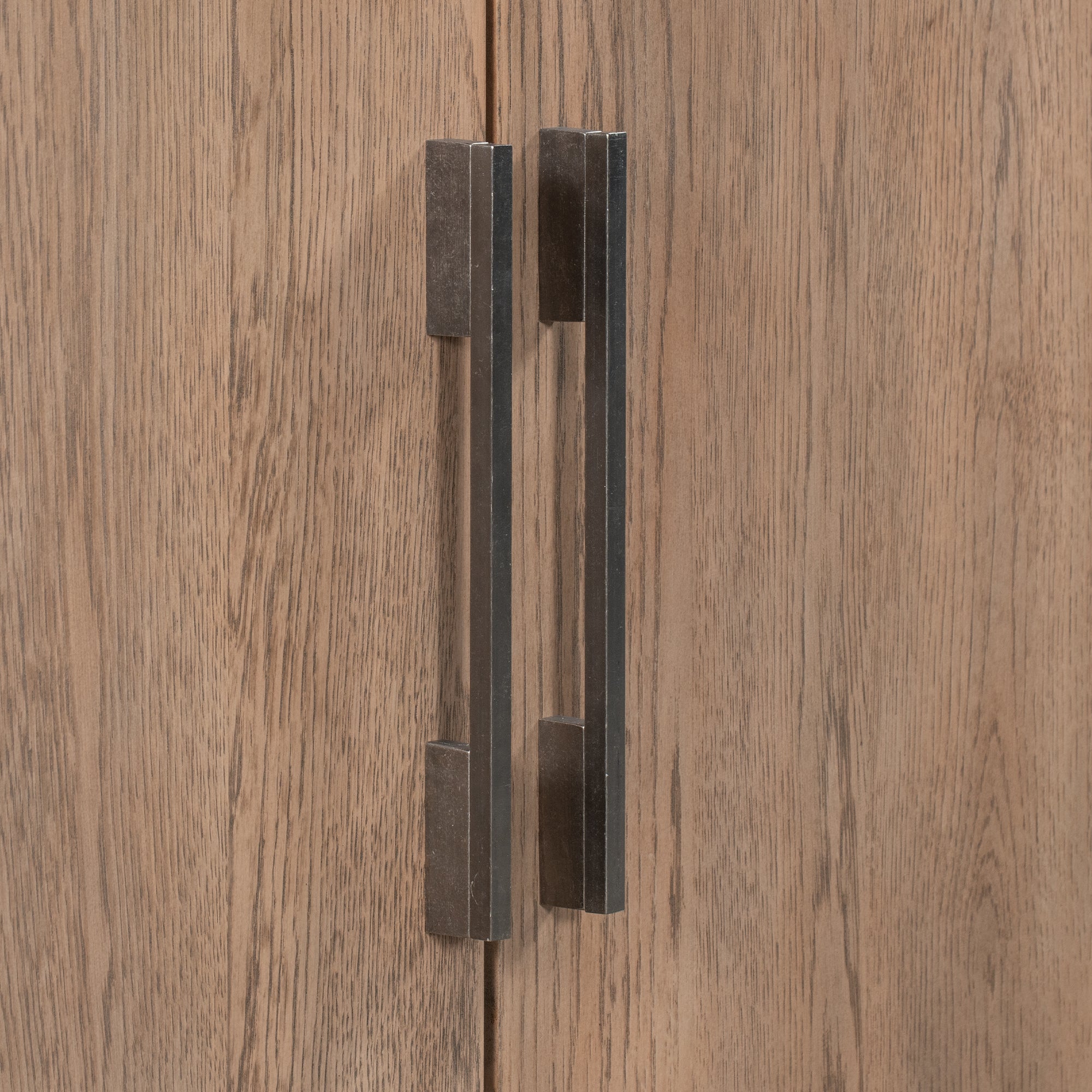 34" Tall MDF 2-Door Accent Cabinet with 2 Metal Handles