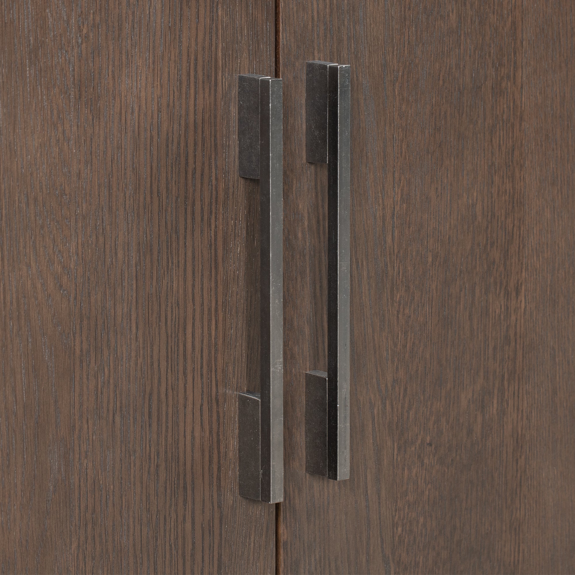 34" Tall MDF 2-Door Accent Cabinet with 2 Metal Handles