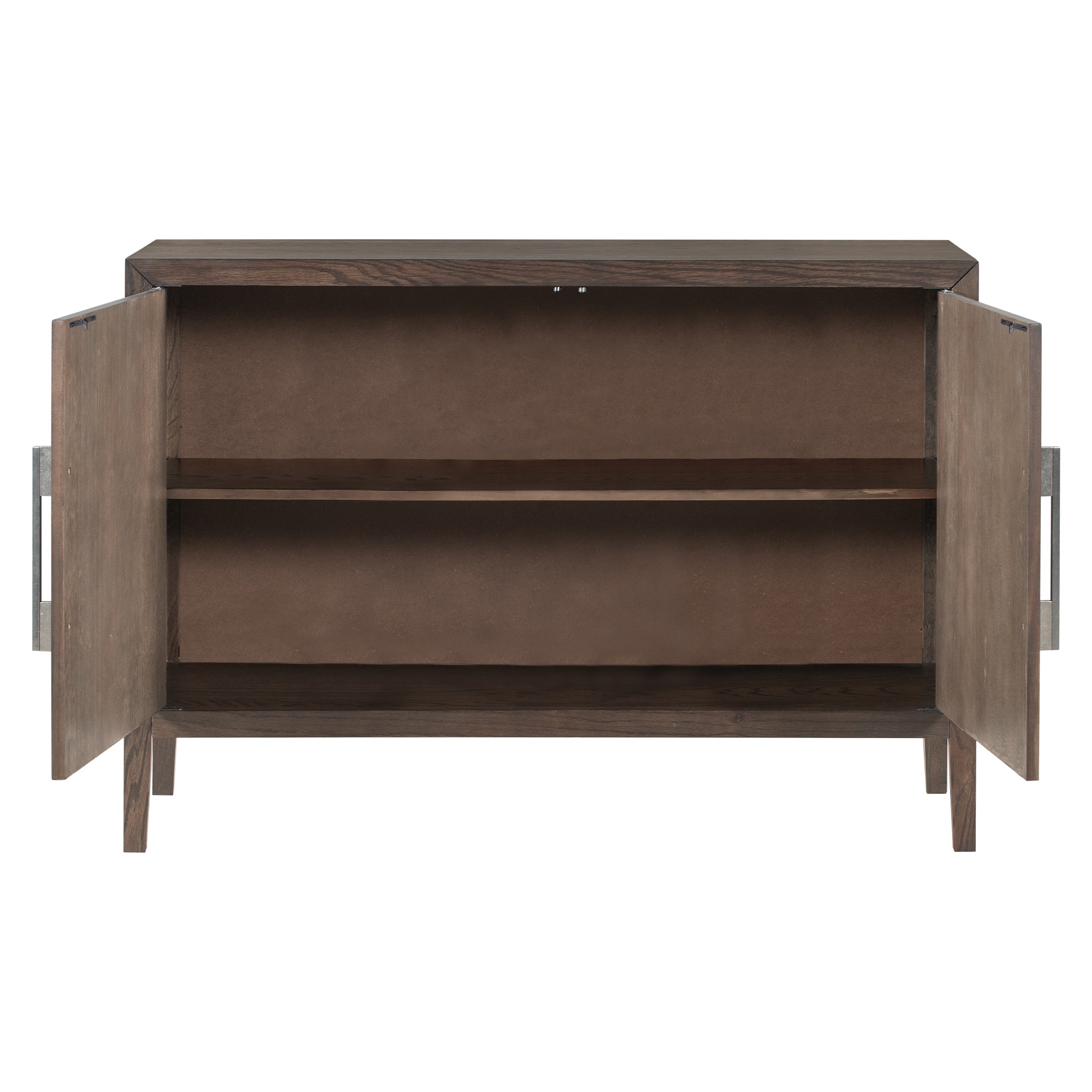 34" Tall MDF 2-Door Accent Cabinet with 2 Metal Handles