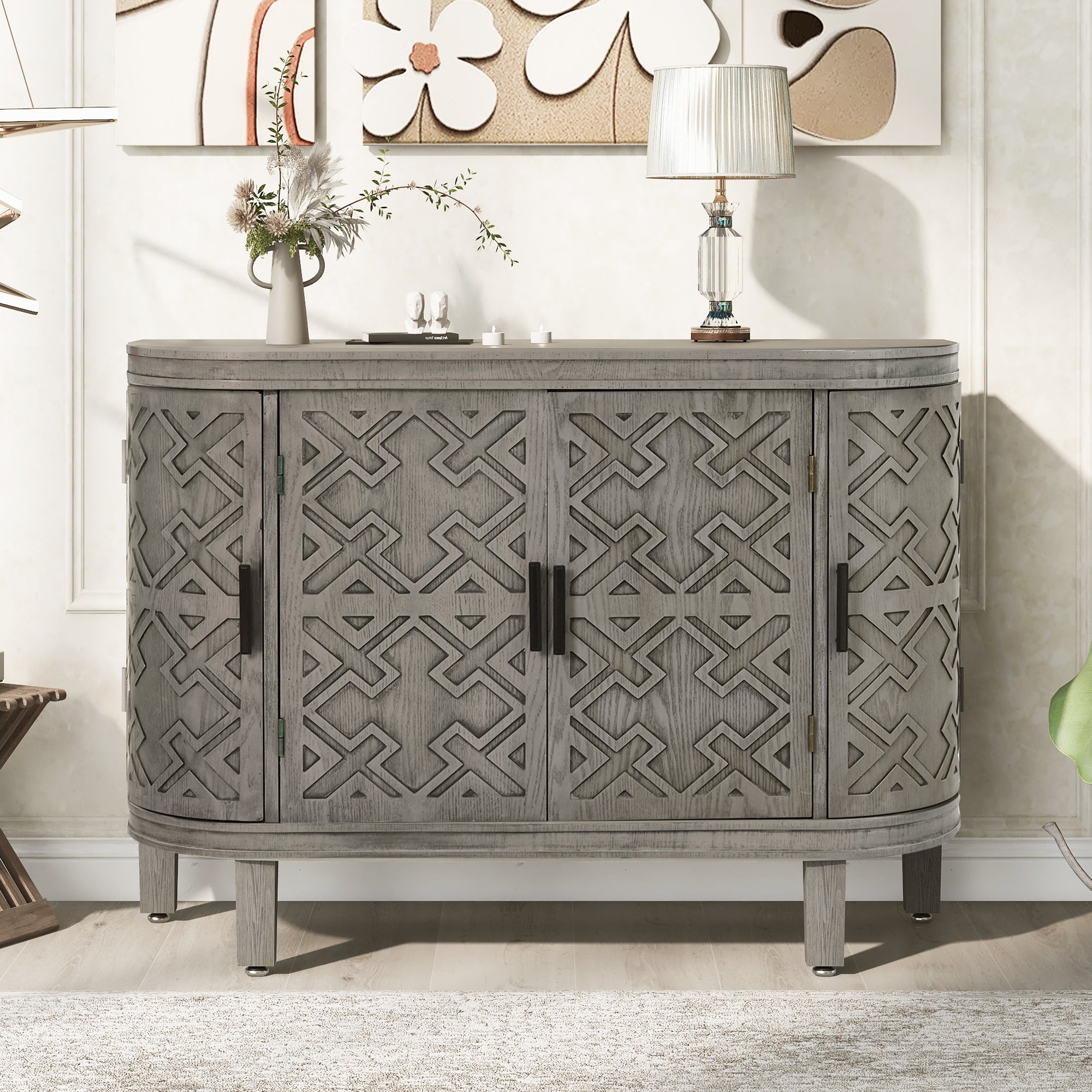 34 Inch MDF 4-door Accent Storage Cabinet
