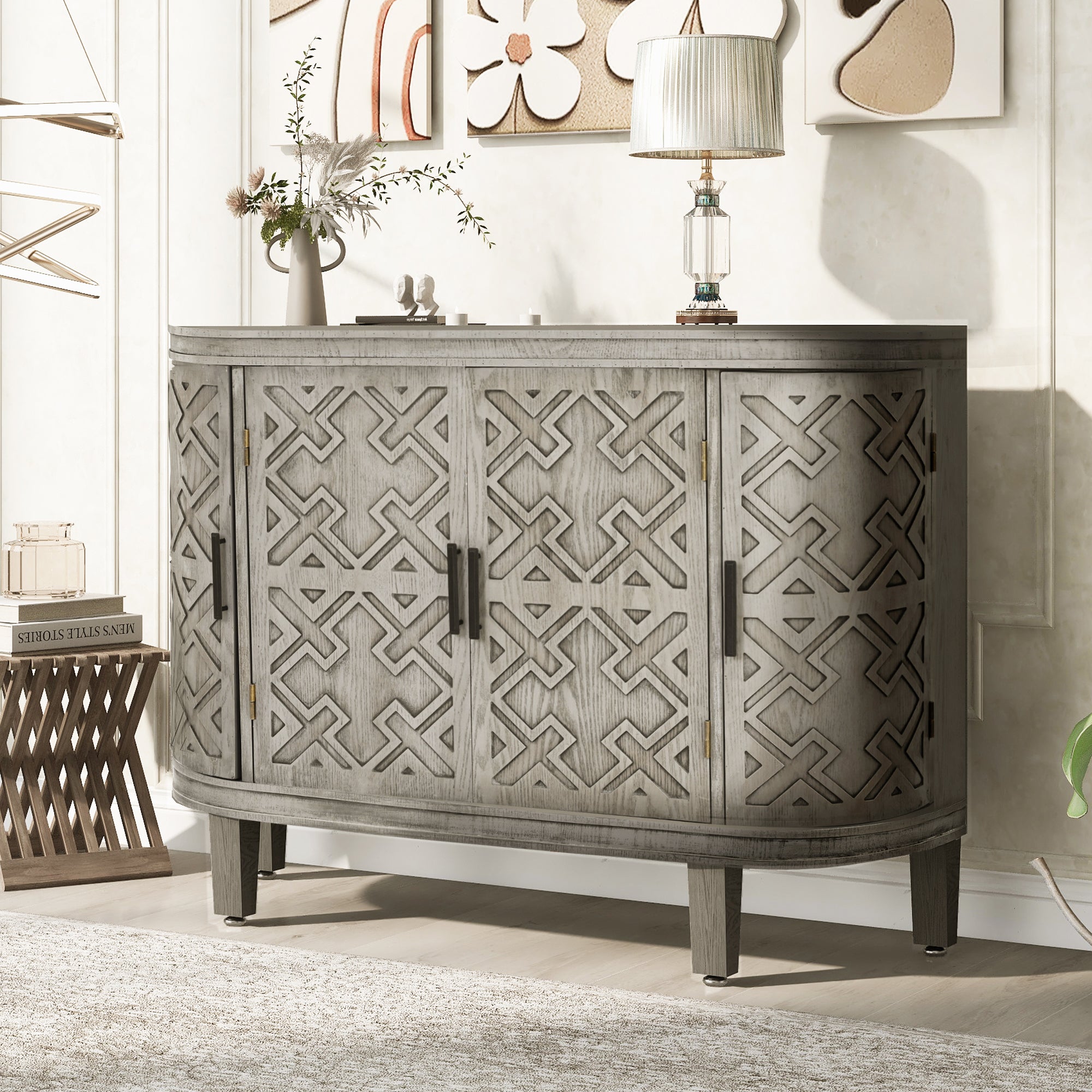 34 Inch MDF 4-door Accent Storage Cabinet