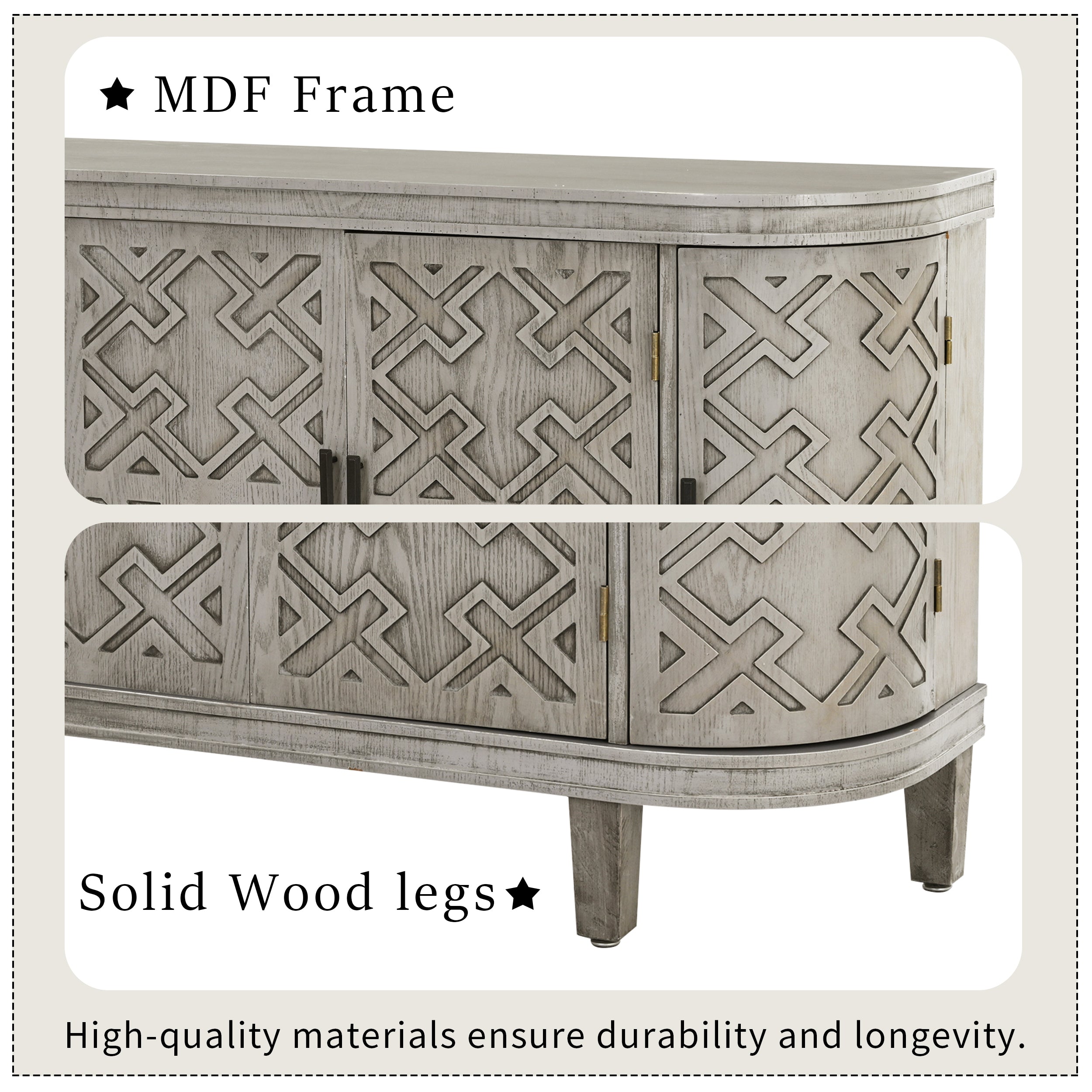 34 Inch MDF 4-door Accent Storage Cabinet