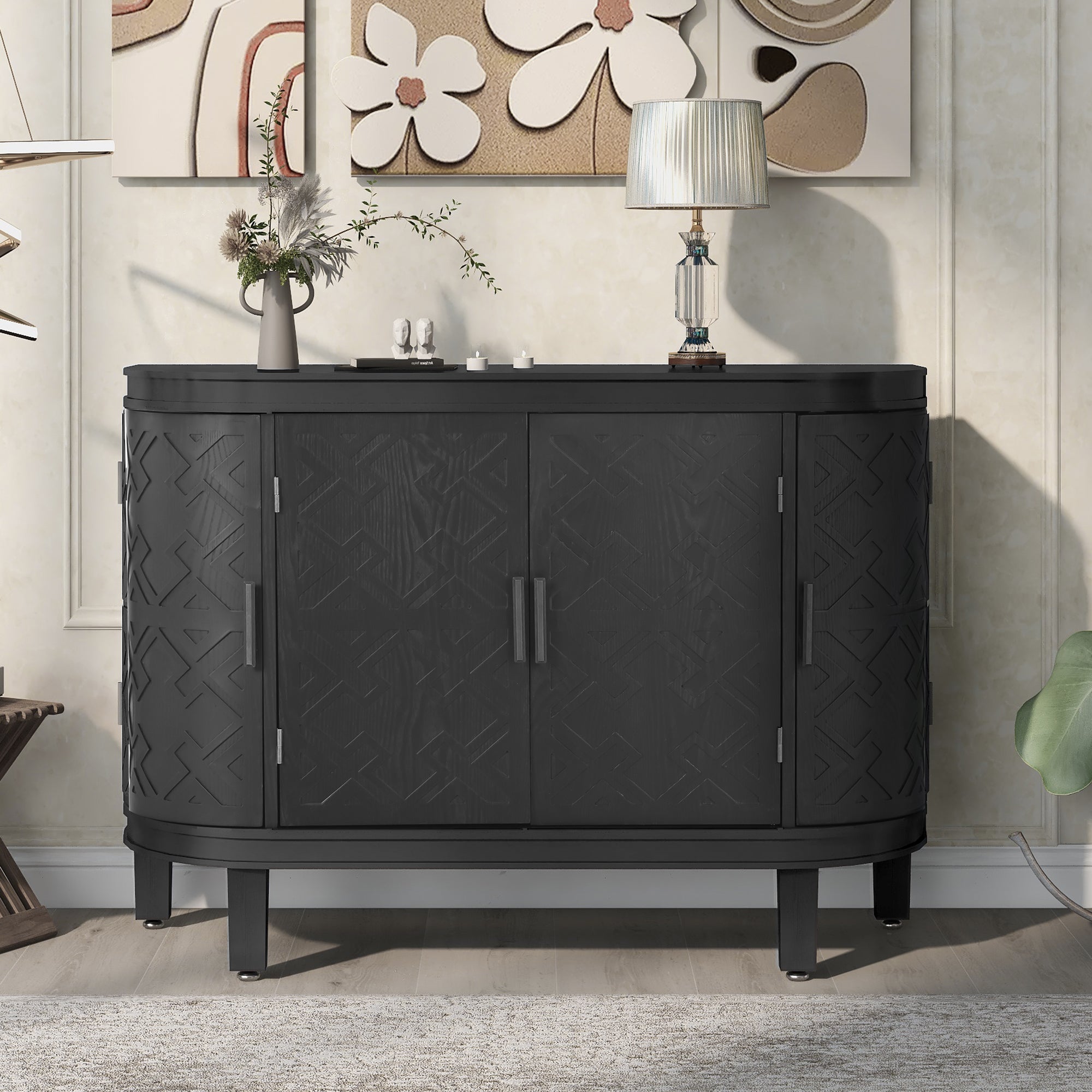 34 Inch MDF 4-door Accent Storage Cabinet