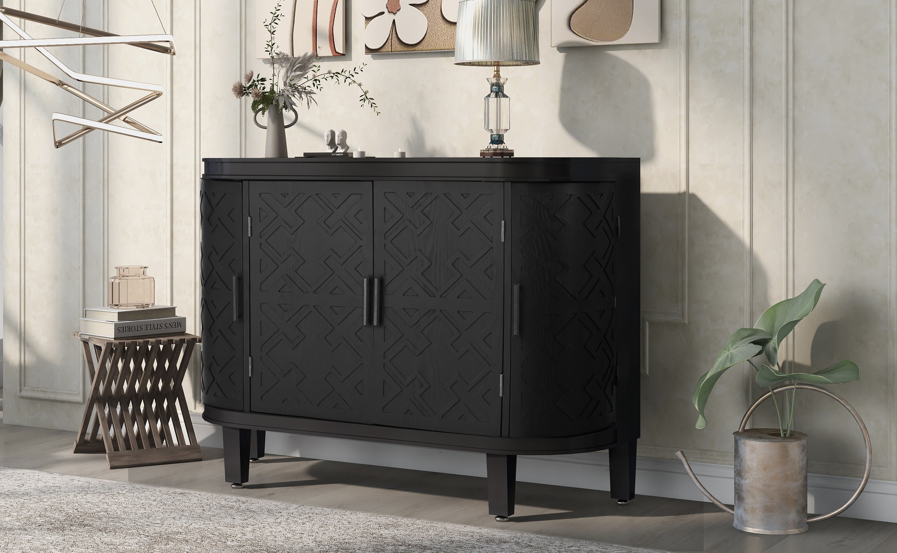 34 Inch MDF 4-door Accent Storage Cabinet