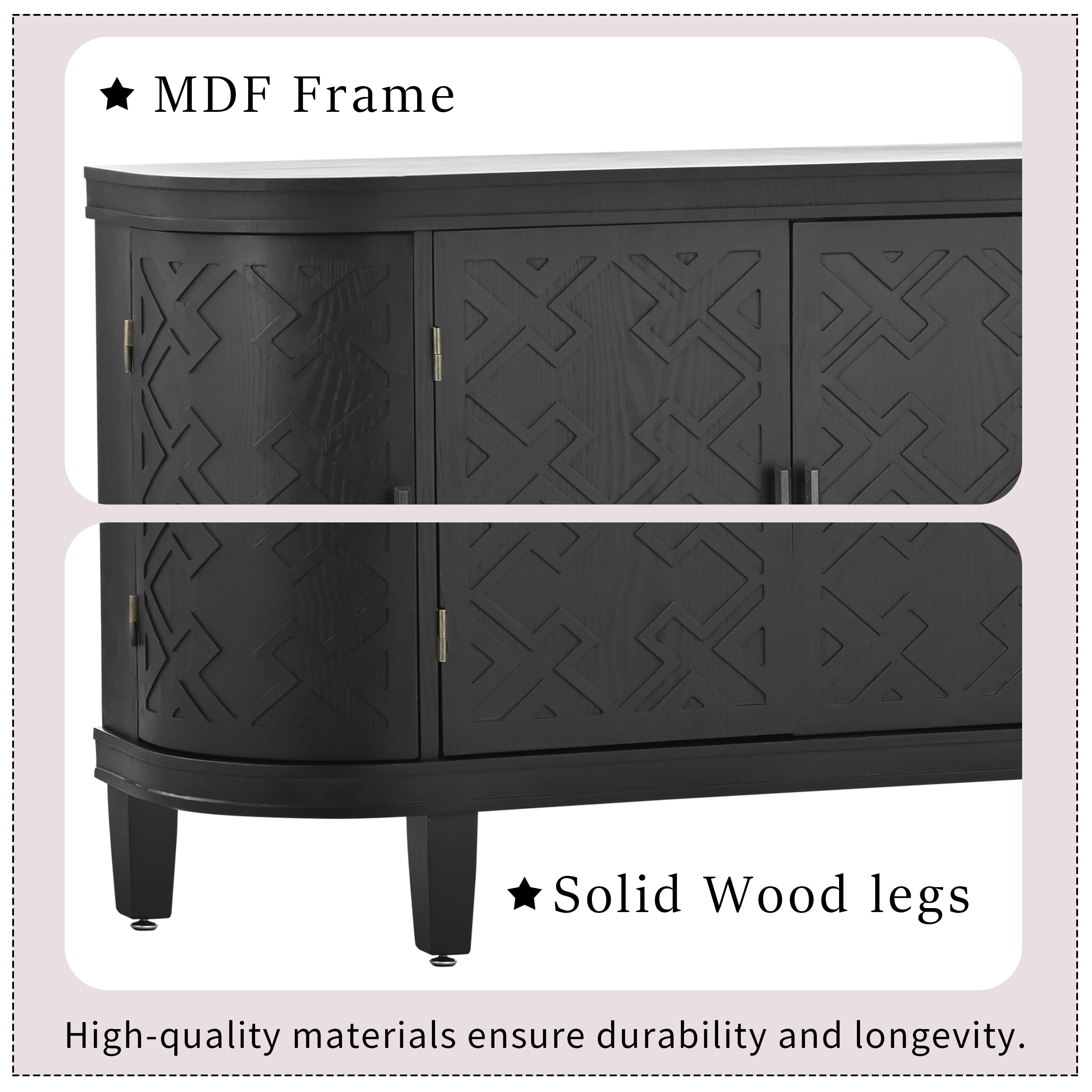 34 Inch MDF 4-door Accent Storage Cabinet
