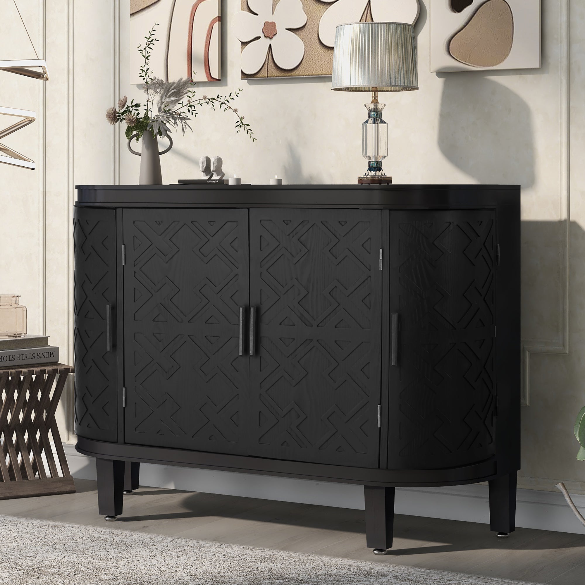 34 Inch MDF 4-door Accent Storage Cabinet