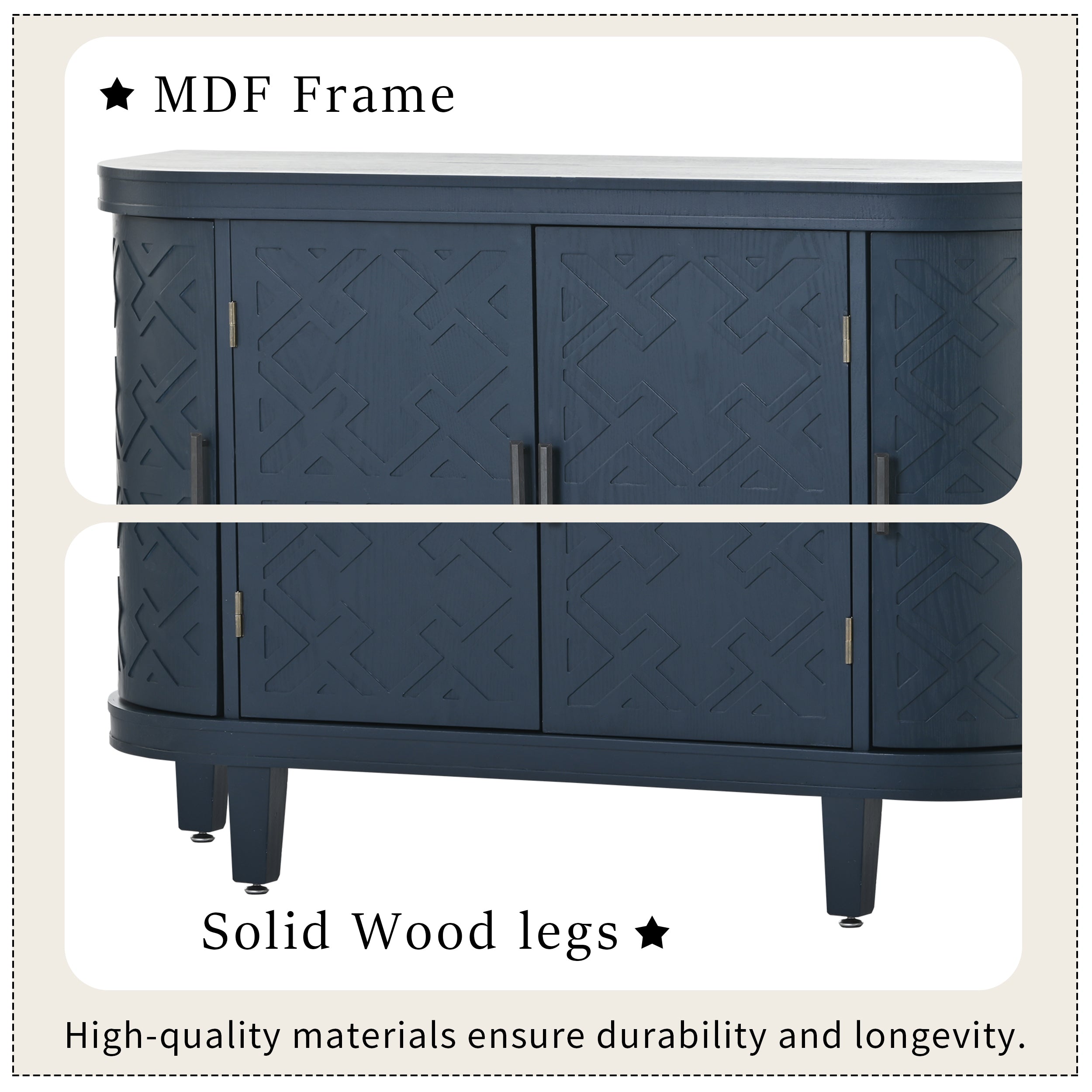 34 Inch MDF 4-door Accent Storage Cabinet