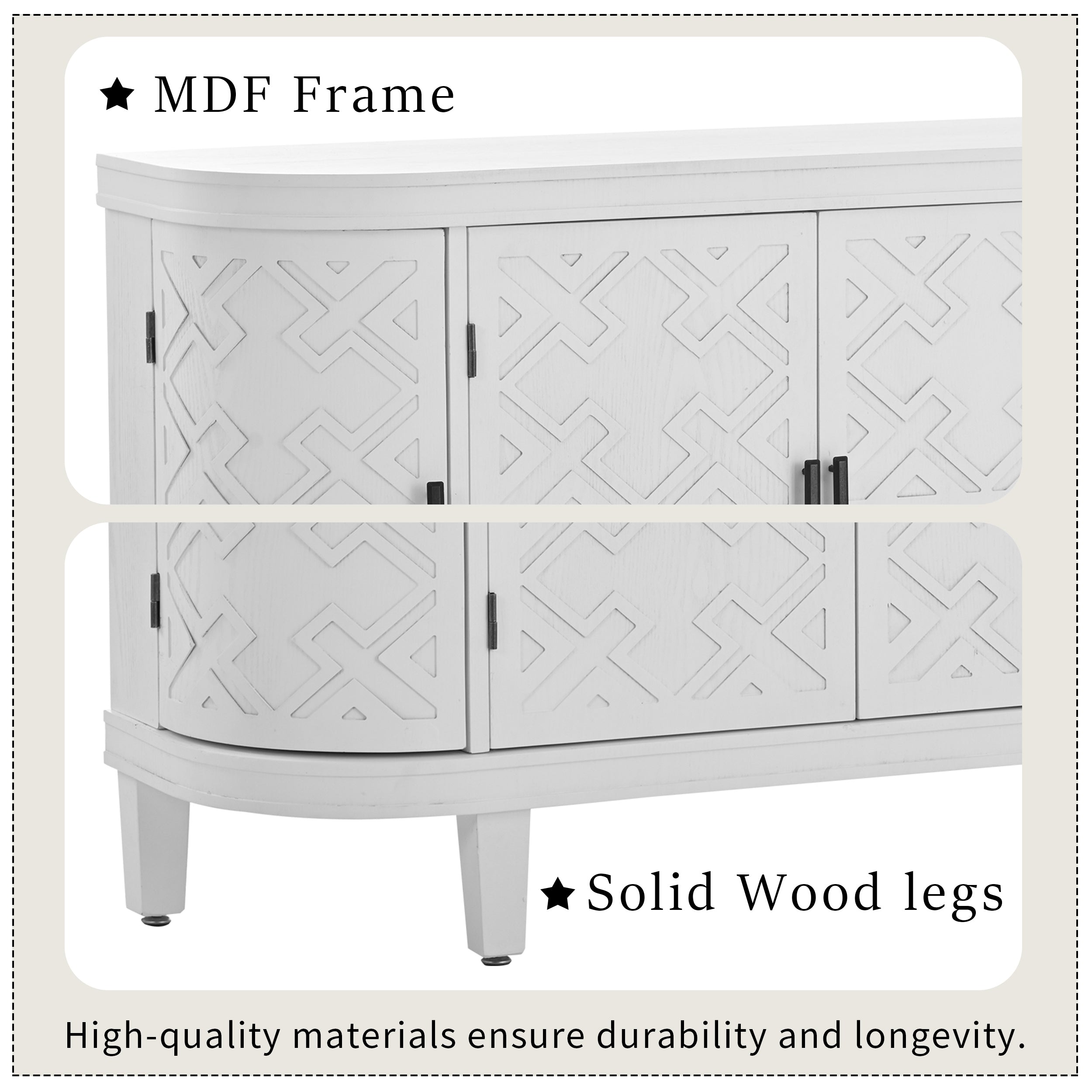34 Inch MDF 4-door Accent Storage Cabinet