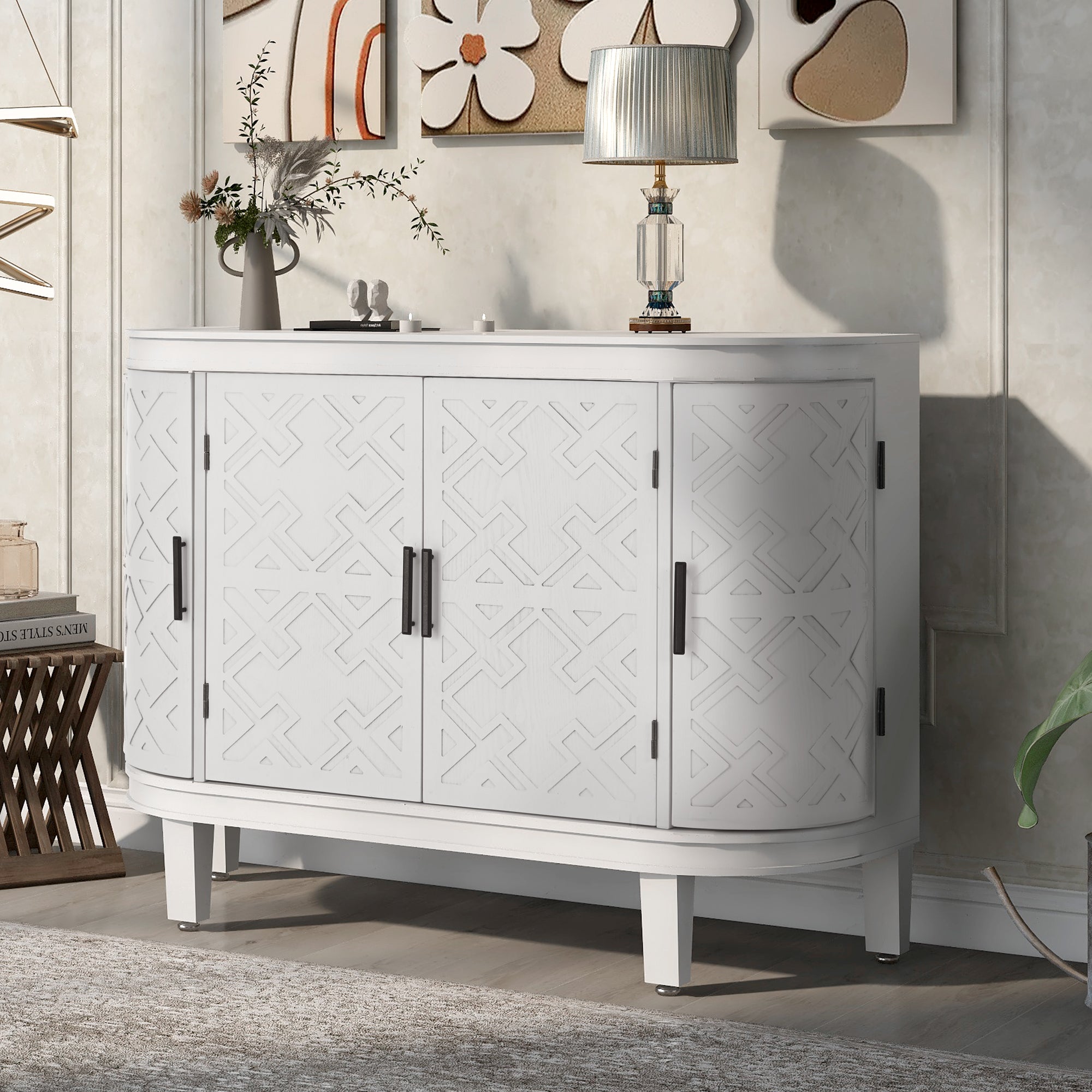 34 Inch MDF 4-door Accent Storage Cabinet