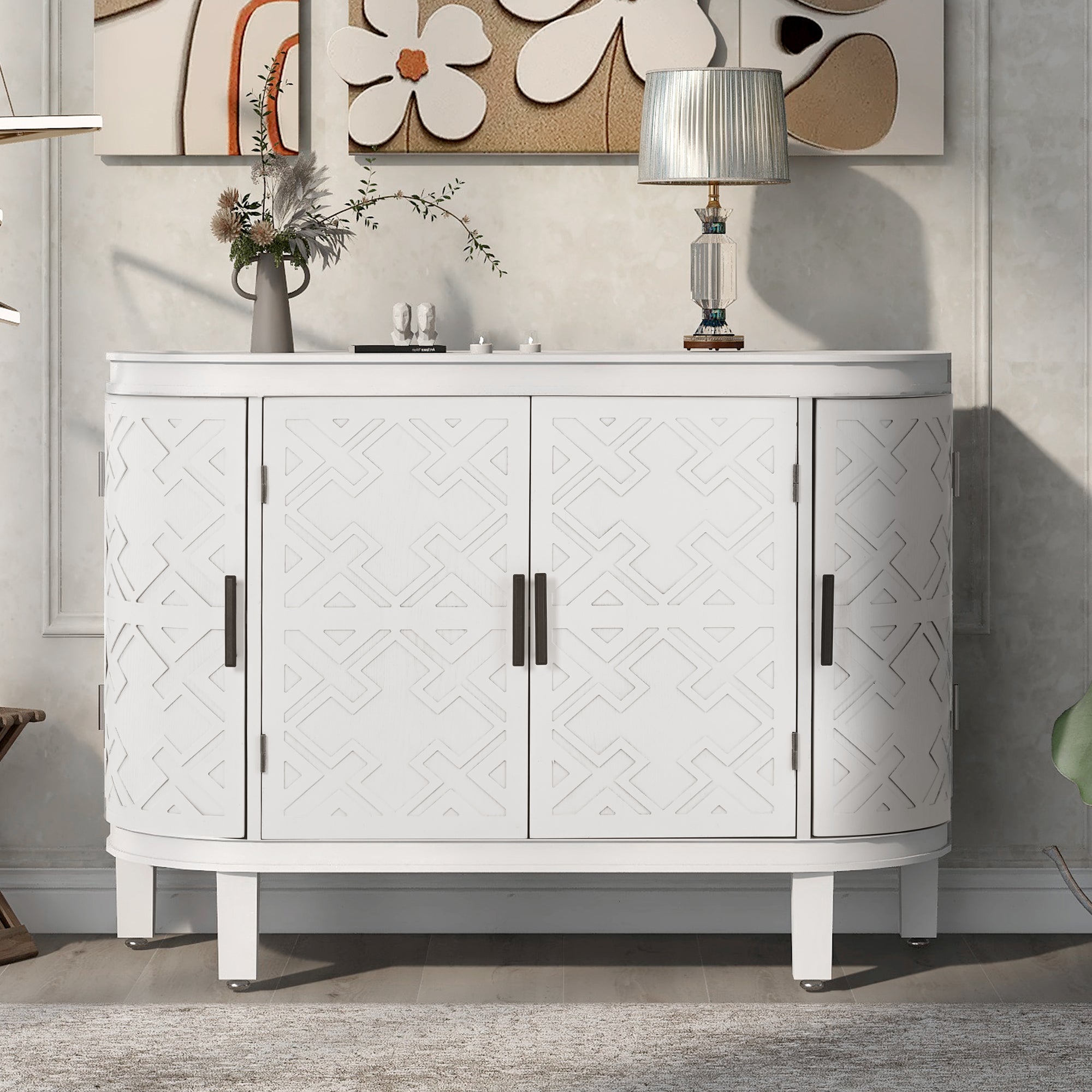 34 Inch MDF 4-door Accent Storage Cabinet