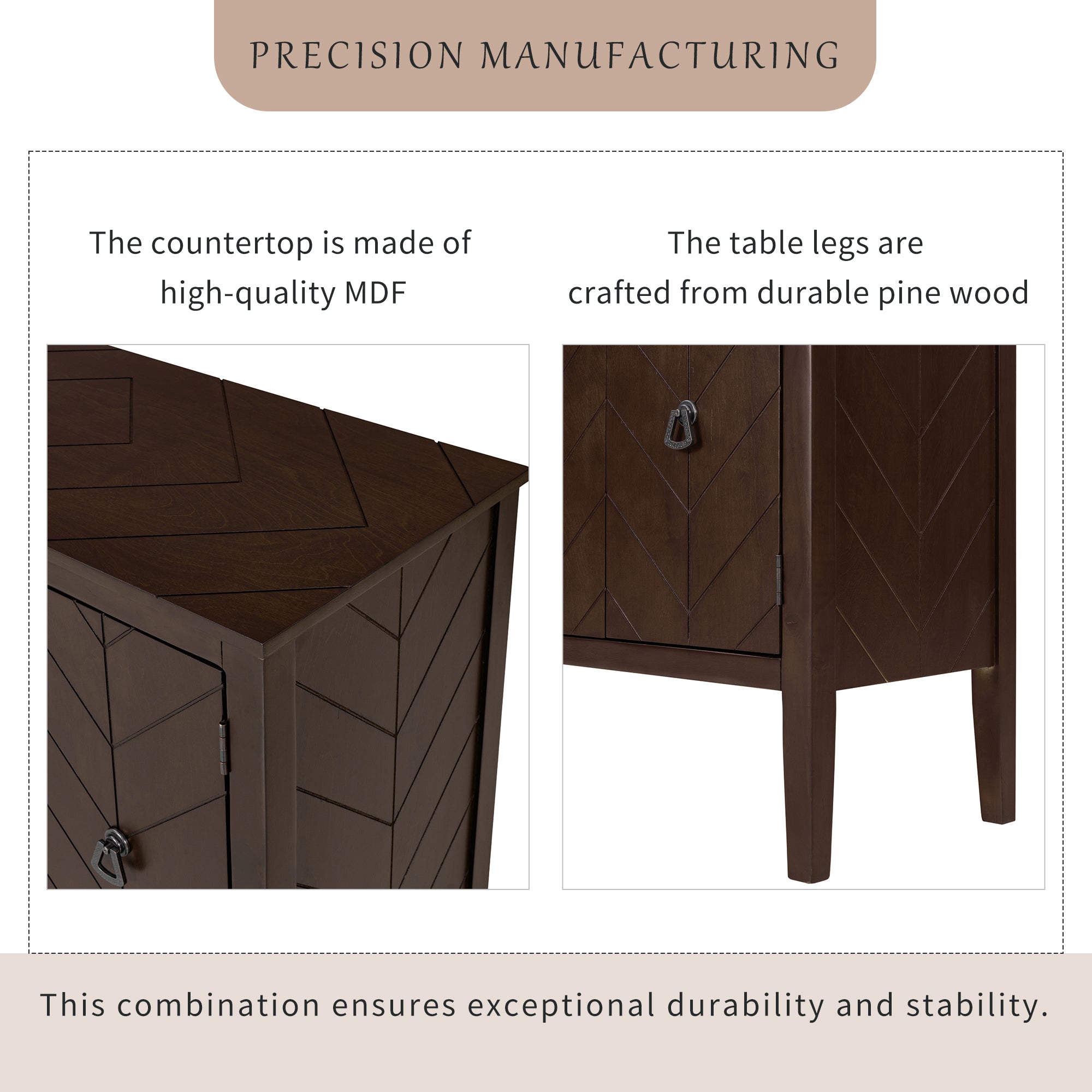32" Tall MDF 3-door Accent Storage Cabinet with Adjustable Shelf