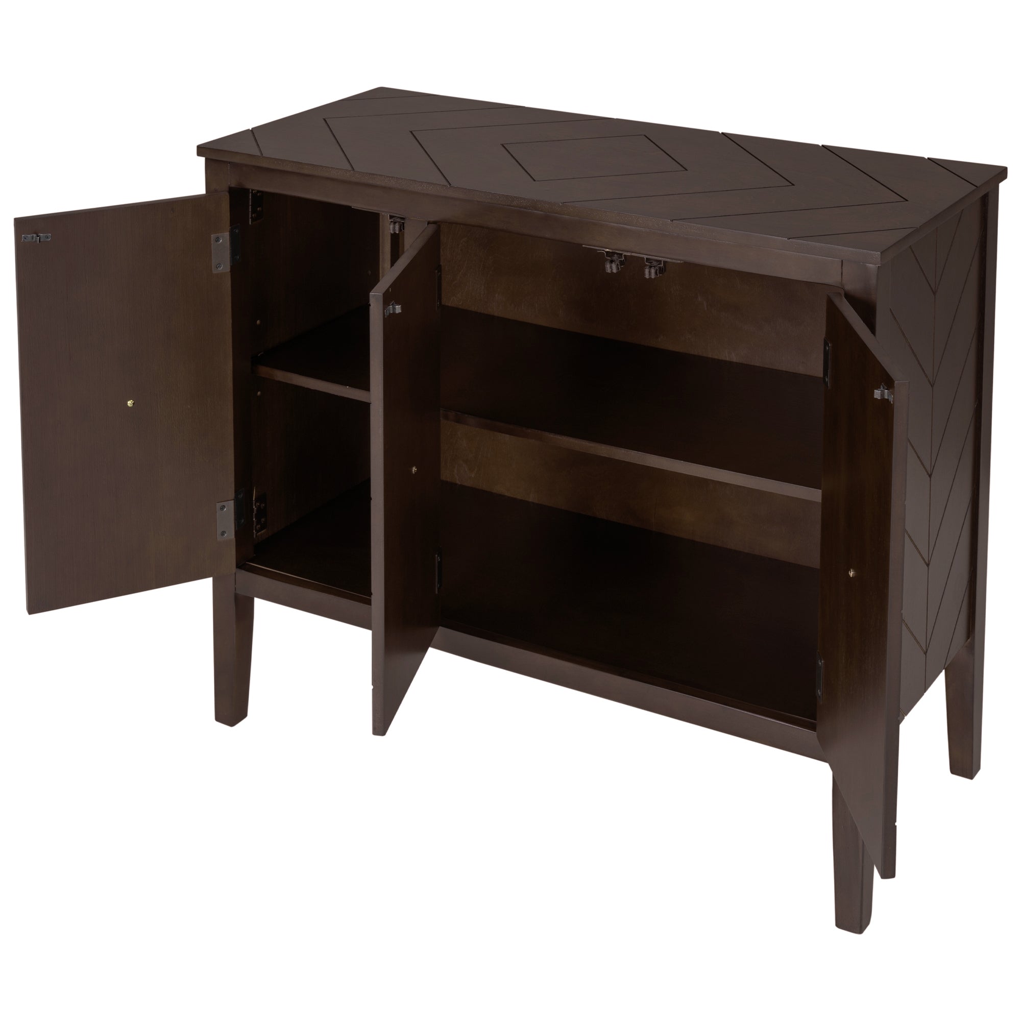 32" Tall MDF 3-door Accent Storage Cabinet with Adjustable Shelf
