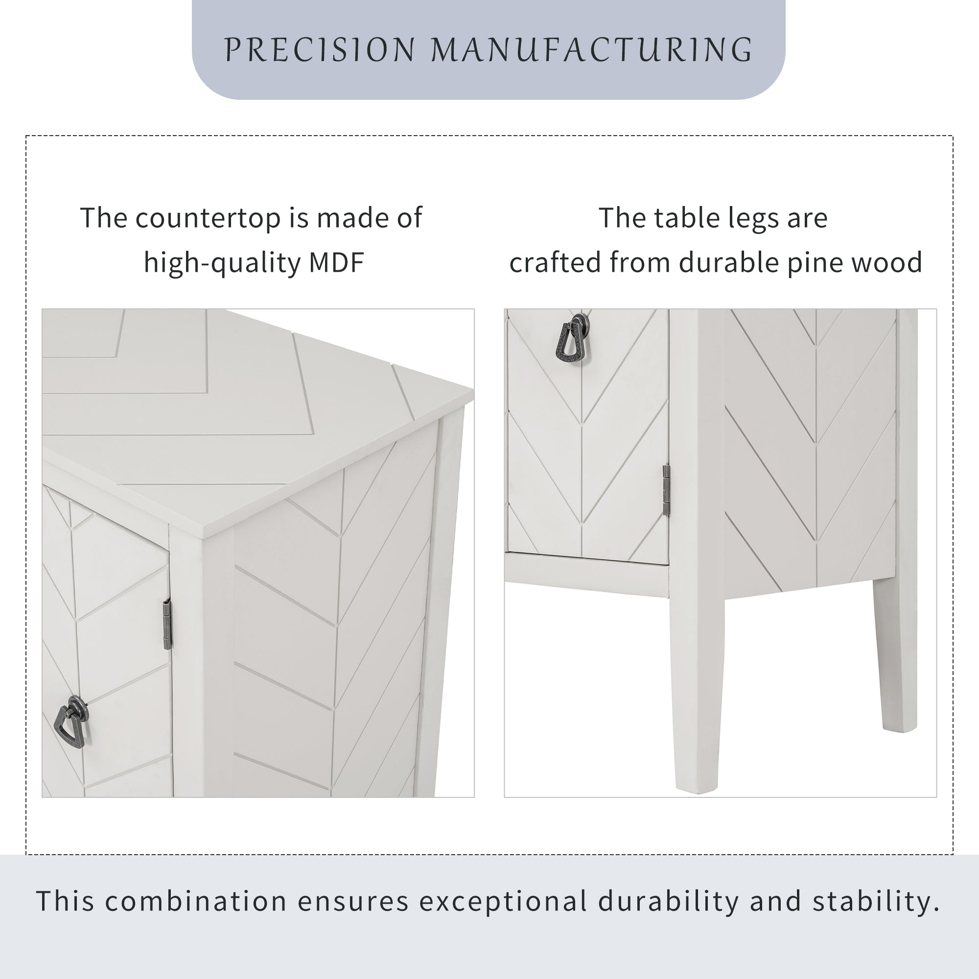 32" Tall MDF 3-door Accent Storage Cabinet with Adjustable Shelf