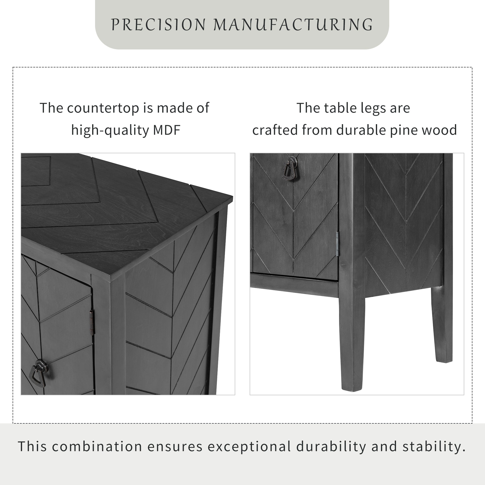 32" Tall MDF 3-door Accent Storage Cabinet with Adjustable Shelf