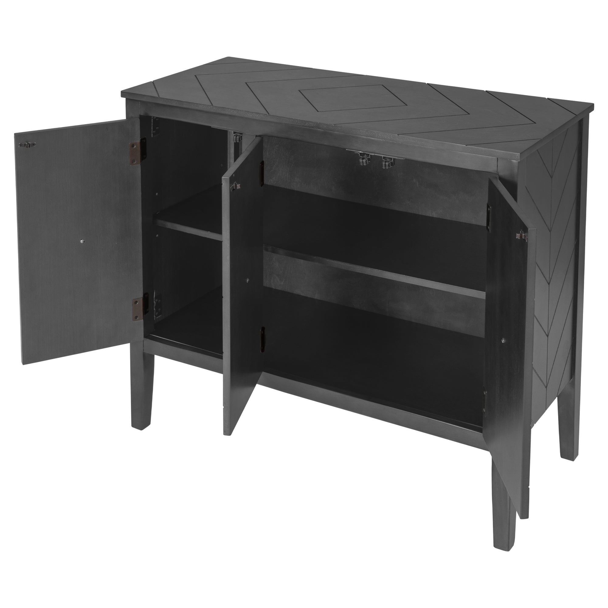 32" Tall MDF 3-door Accent Storage Cabinet with Adjustable Shelf