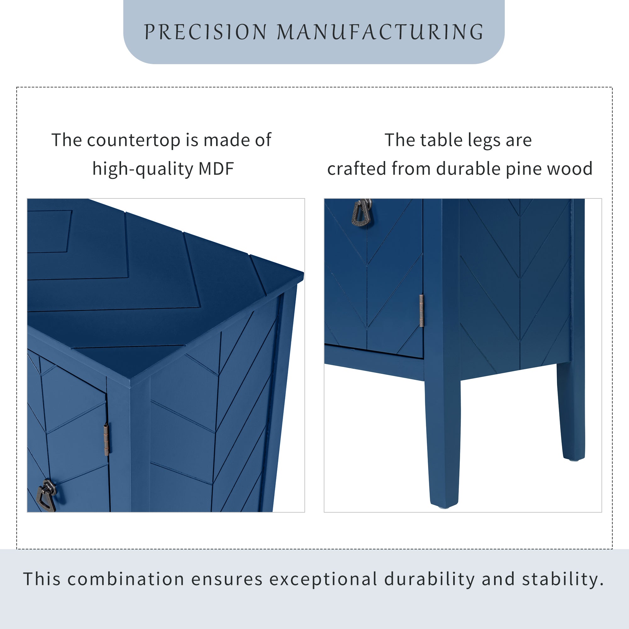 32" Tall MDF 3-door Accent Storage Cabinet with Adjustable Shelf