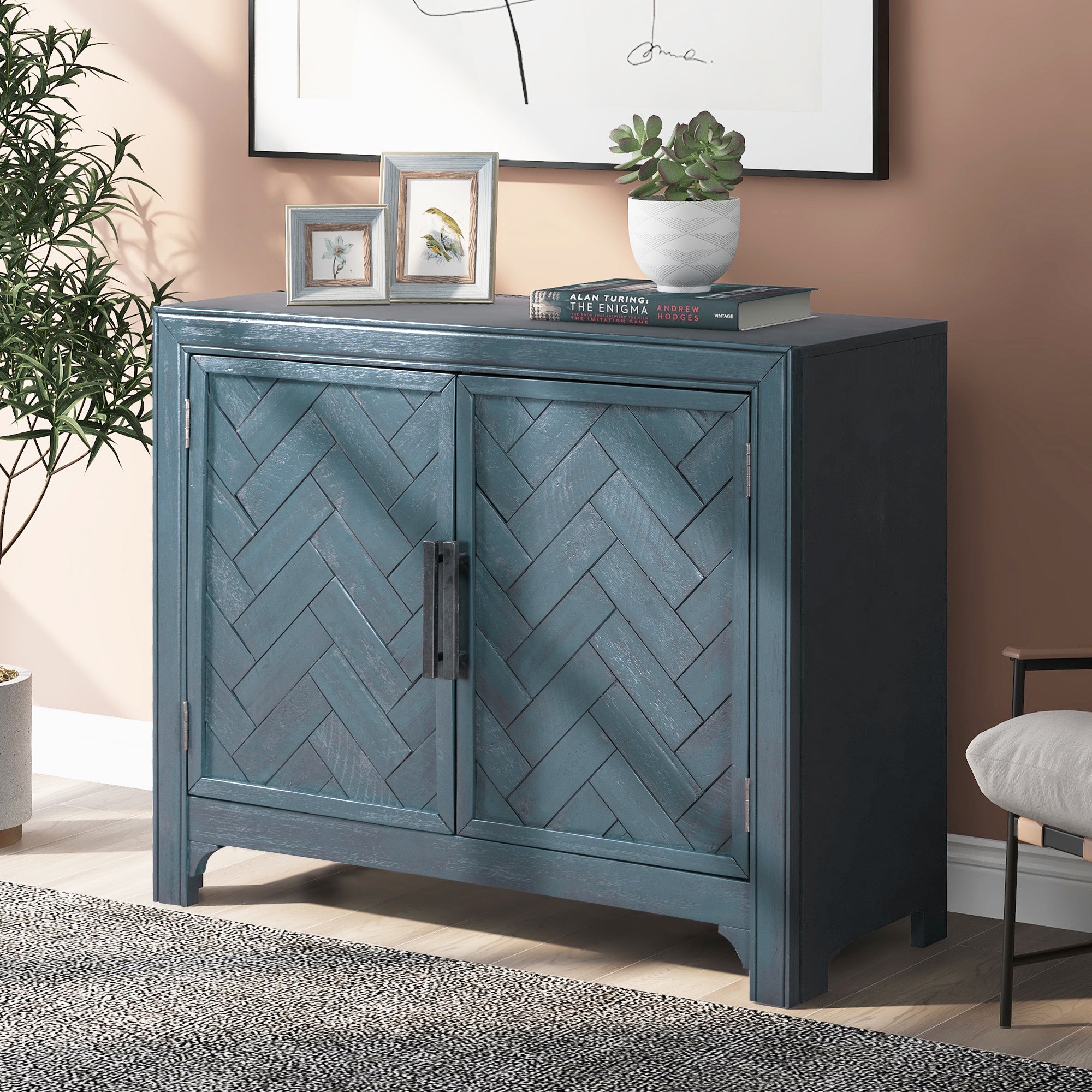 40 Inch MDF Modern Cabinets with Unique Design Doors and 1 Adjustable Shelves
