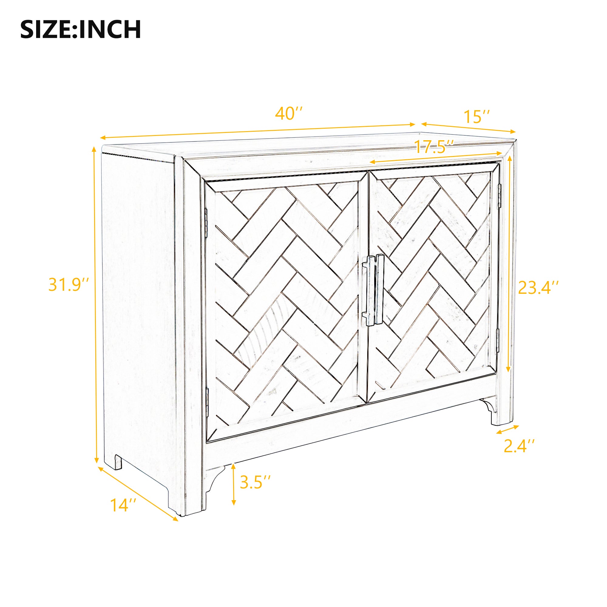 40 Inch MDF Modern Cabinets with Unique Design Doors and 1 Adjustable Shelves