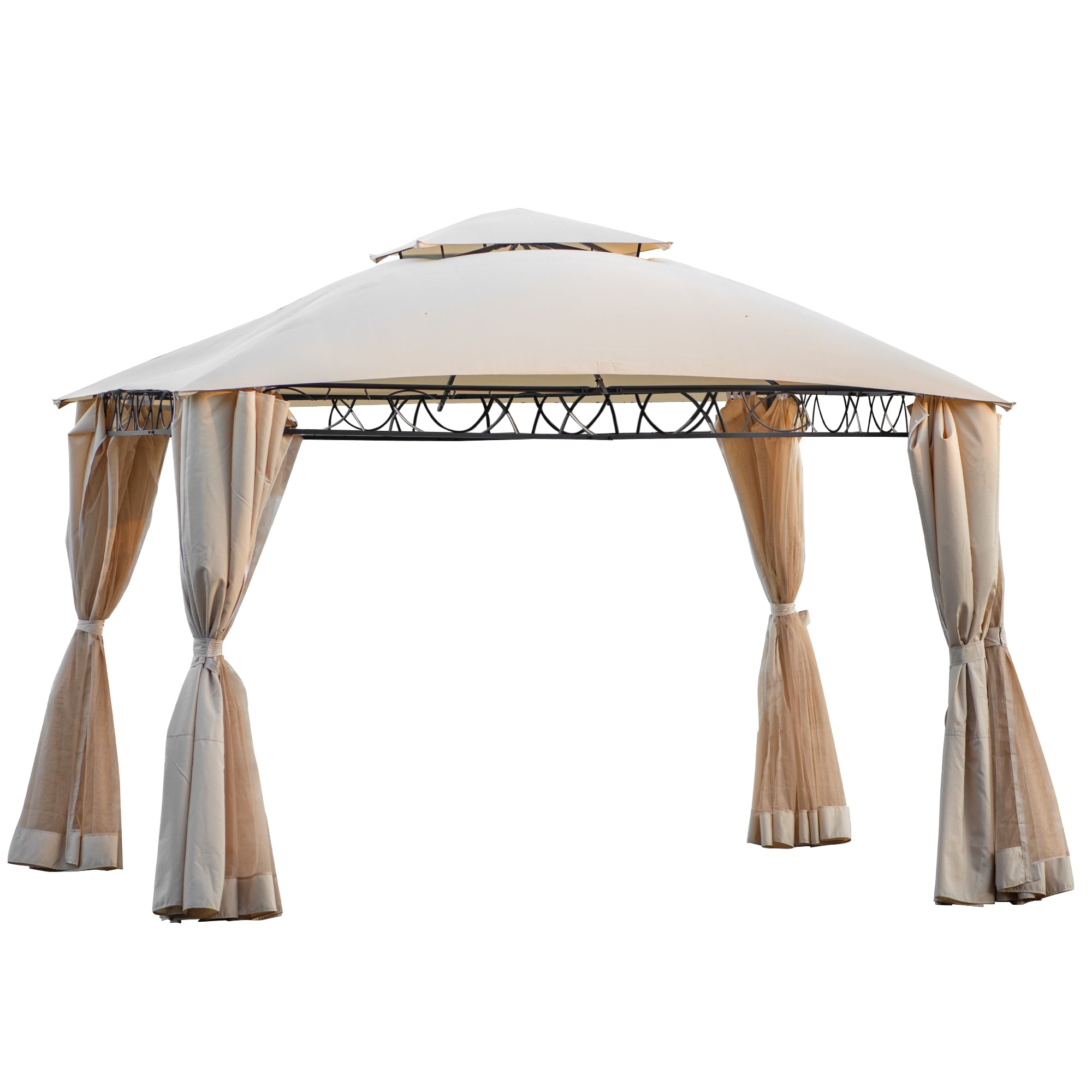 11.84 ft. W X 10.6 ft. D Metal Frame Soft-Top Outdoor Patio Gazebo with Polyester Canopy