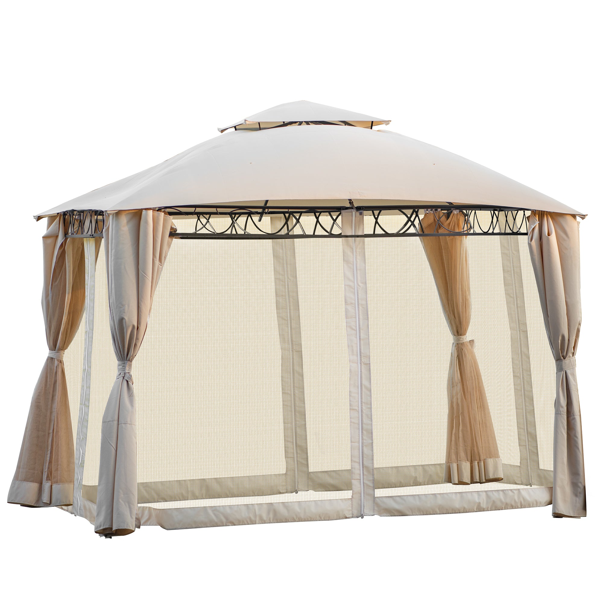 11.84 ft. W X 10.6 ft. D Metal Frame Soft-Top Outdoor Patio Gazebo with Polyester Canopy