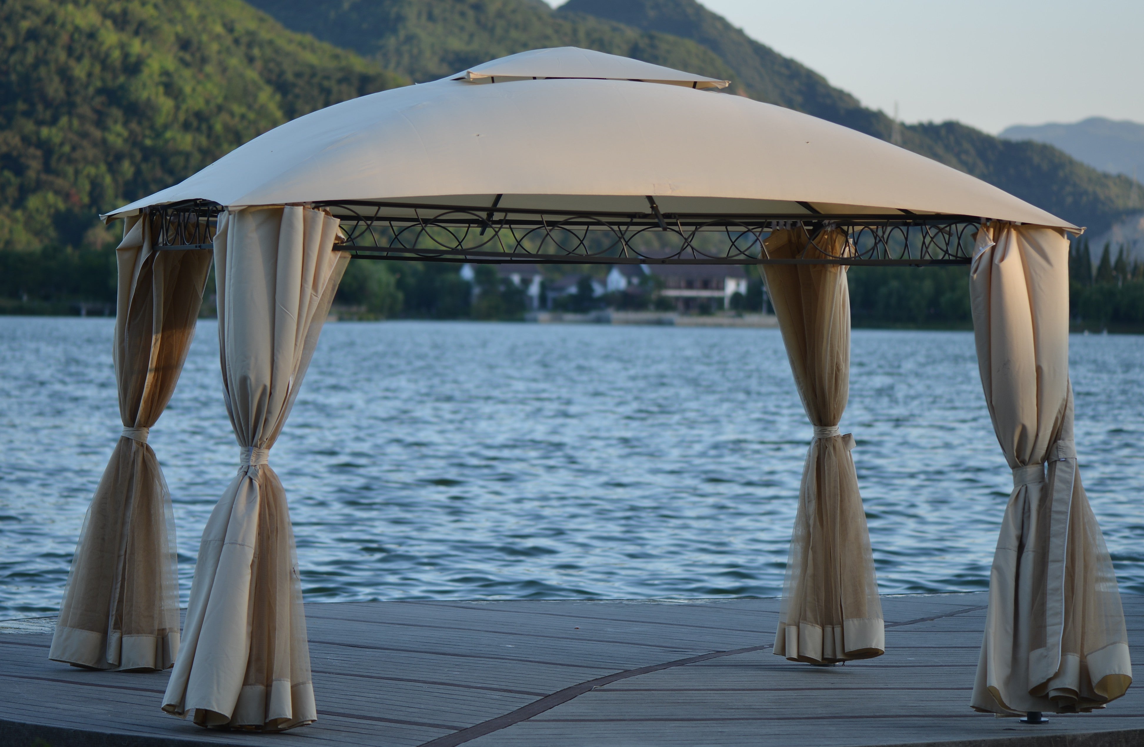 11.84 ft. W X 10.6 ft. D Metal Frame Soft-Top Outdoor Patio Gazebo with Polyester Canopy