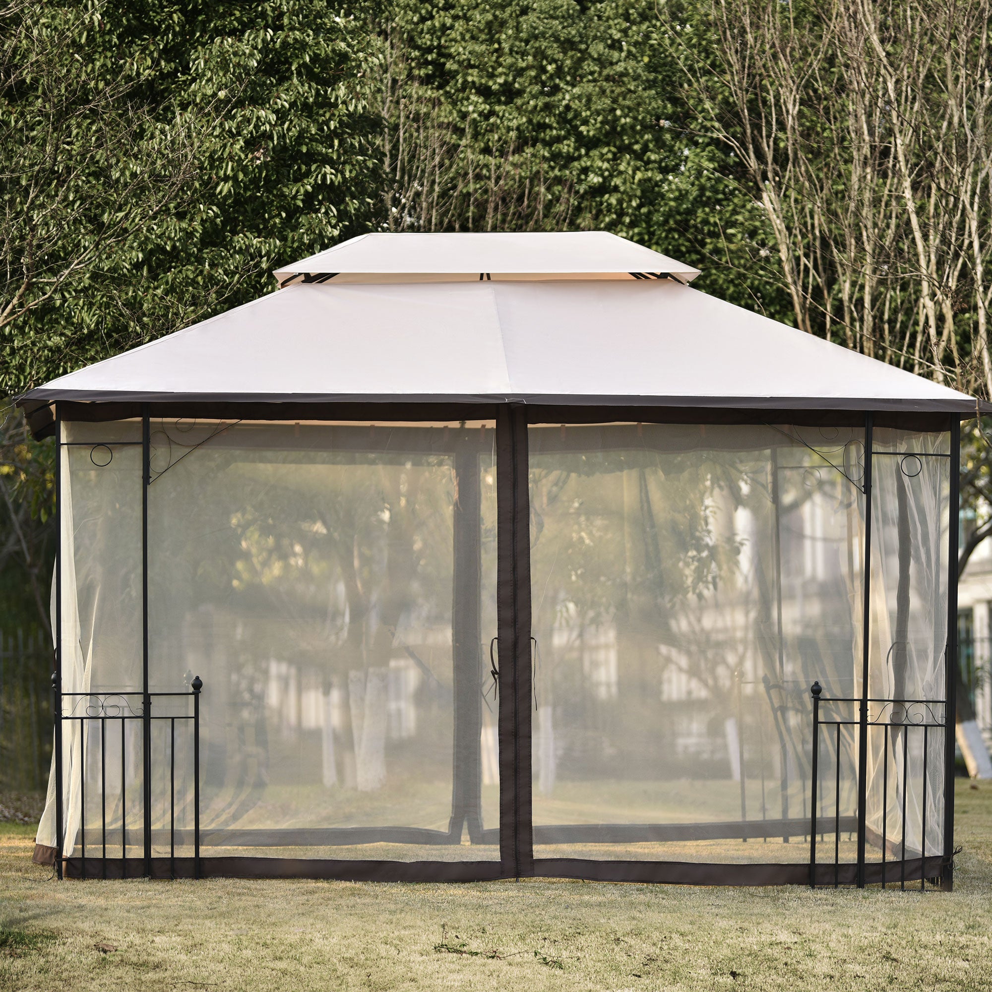 12.99 ft. W X 9.71 ft. D Aluminium Alloy Frame Soft-Top Outdoor Patio Gazebo with Polyester Canopy