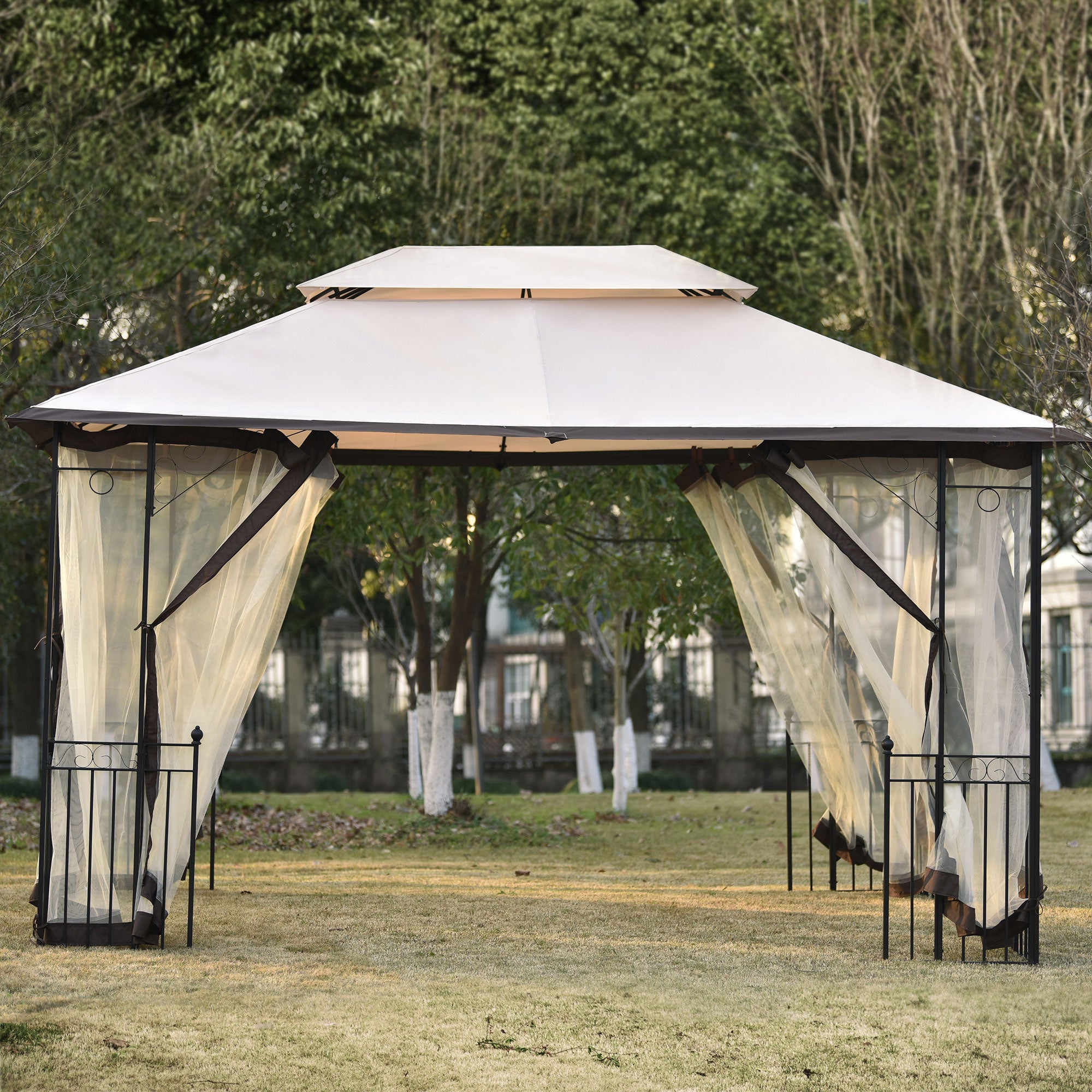 12.99 ft. W X 9.71 ft. D Aluminium Alloy Frame Soft-Top Outdoor Patio Gazebo with Polyester Canopy