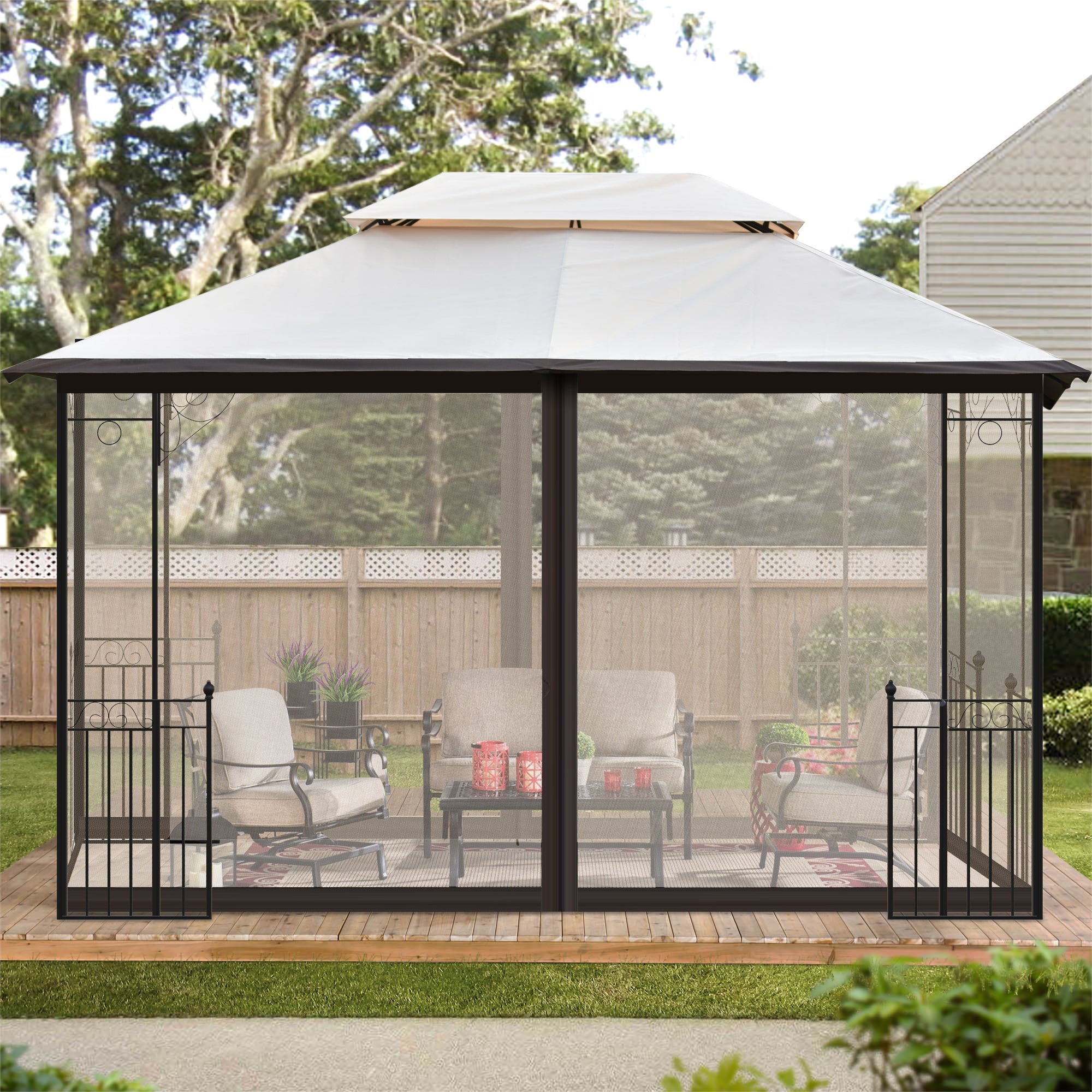 12.99 ft. W X 9.71 ft. D Aluminium Alloy Frame Soft-Top Outdoor Patio Gazebo with Polyester Canopy