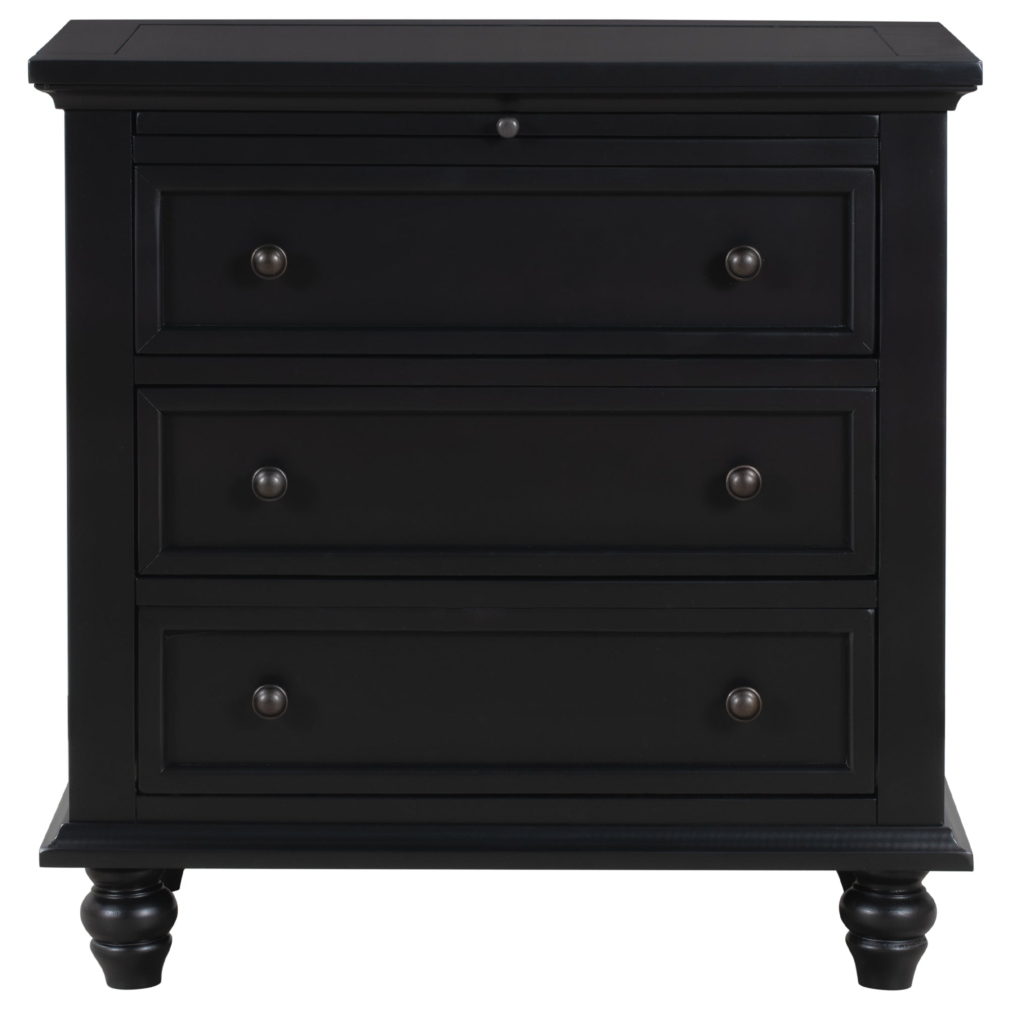 3-Drawer Storage Wood Cabinet End Table with Pull out Tray