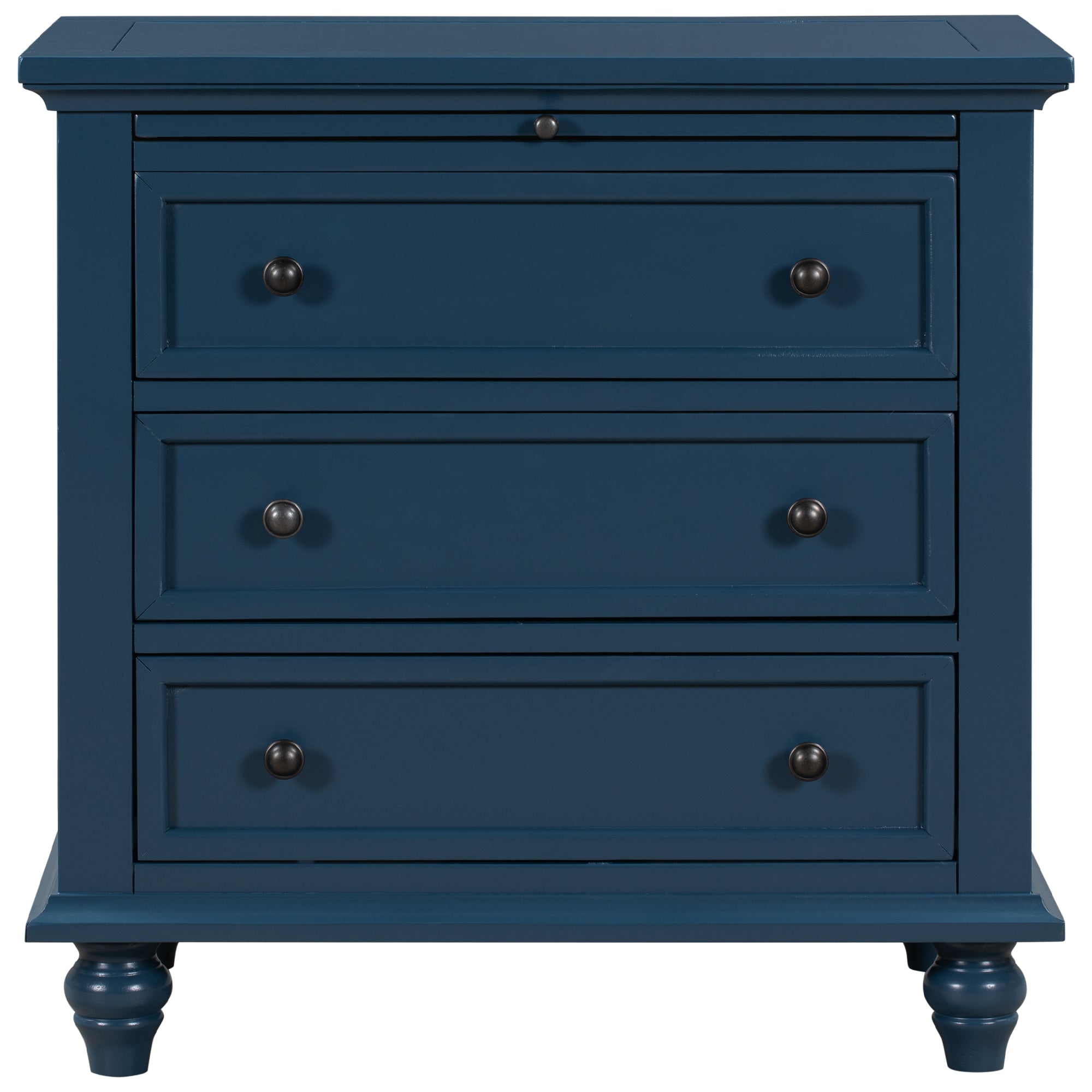 3-Drawer Storage Wood Cabinet End Table with Pull out Tray