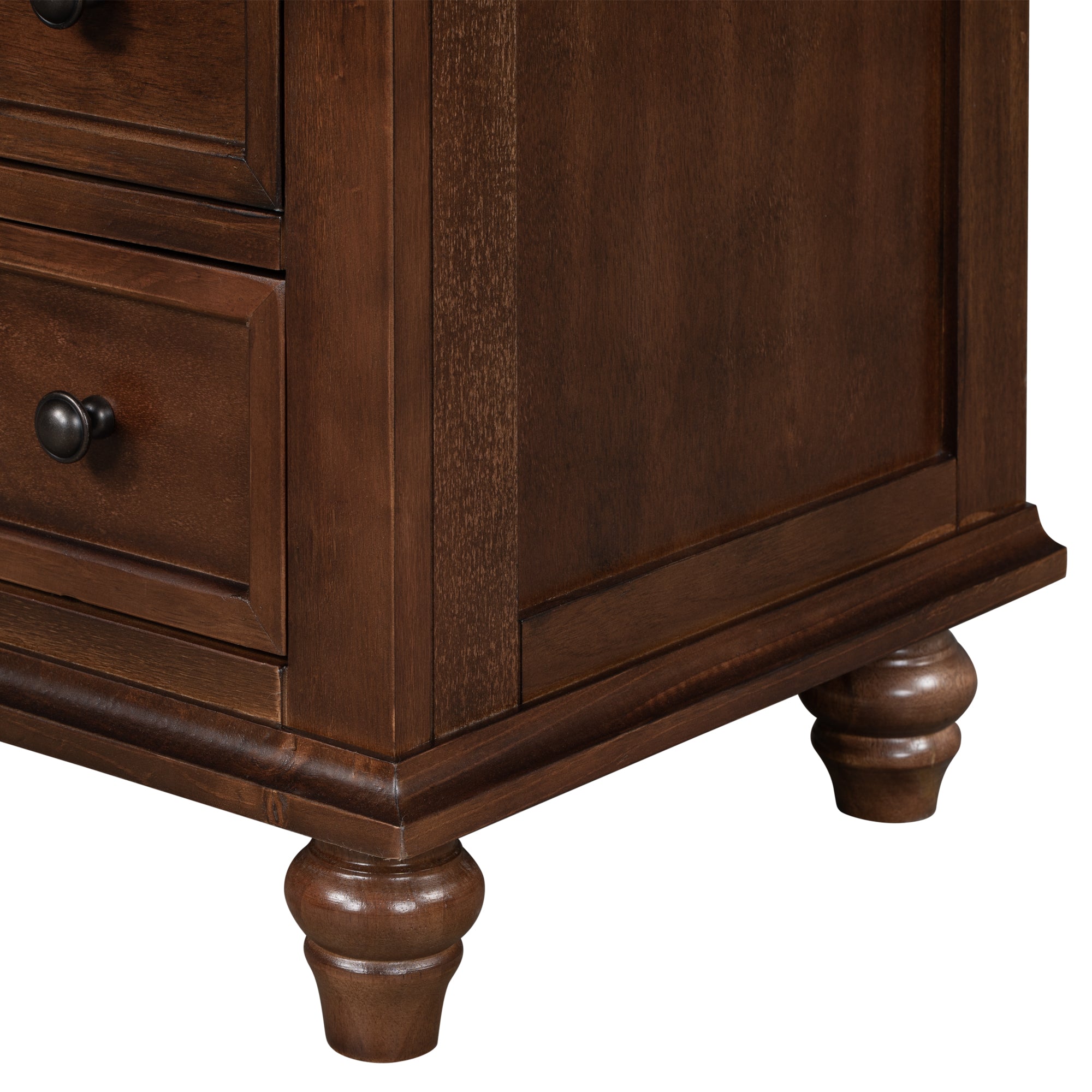 3-Drawer Storage Wood Cabinet End Table with Pull out Tray