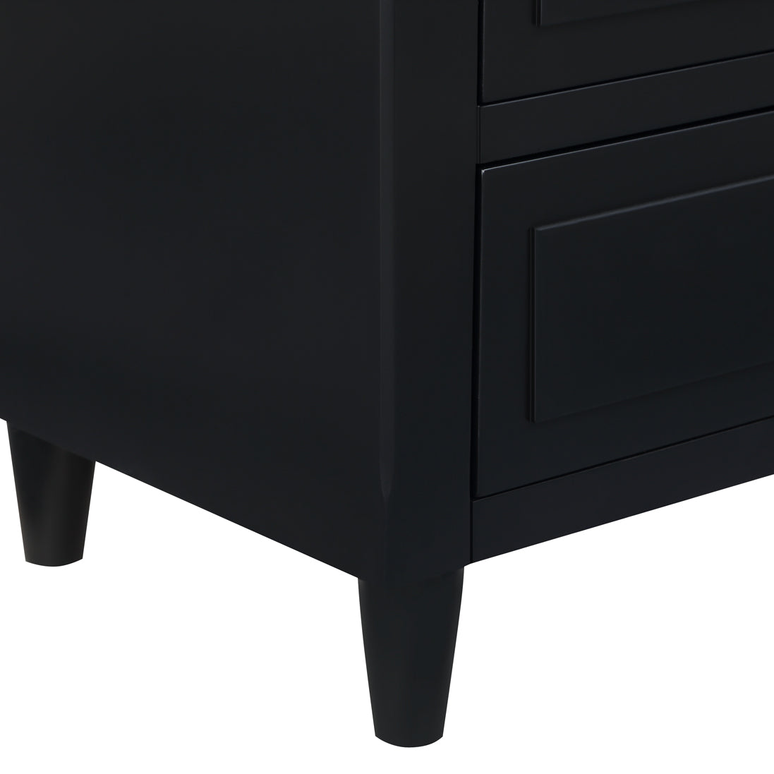 3-Drawer Pine Wood Nightstand in Black