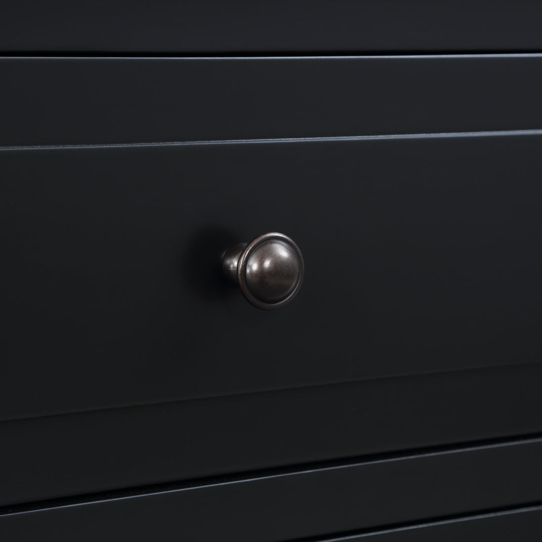 3-Drawer Pine Wood Nightstand in Black